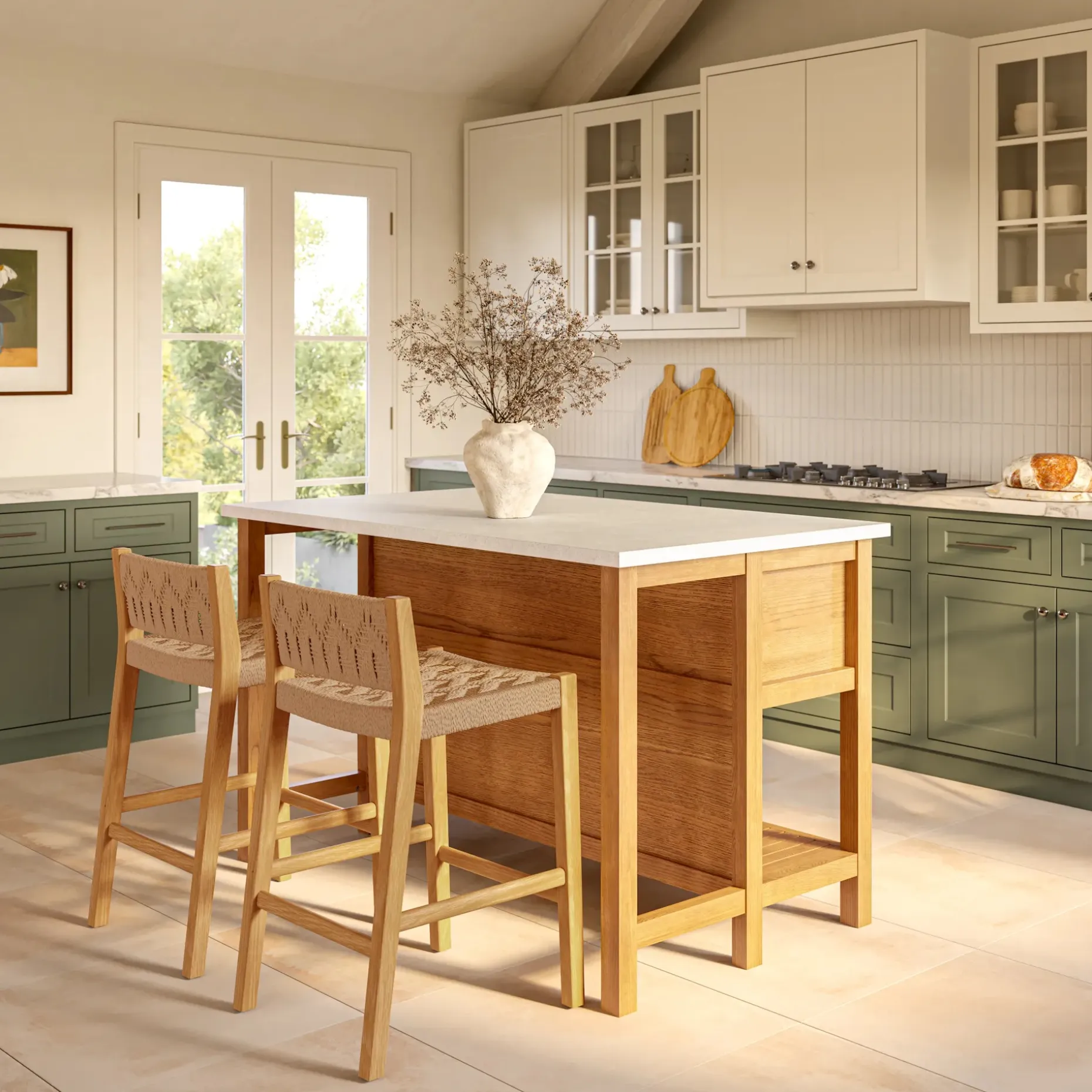 Tilli Corded Counter Stool - Natural Oak