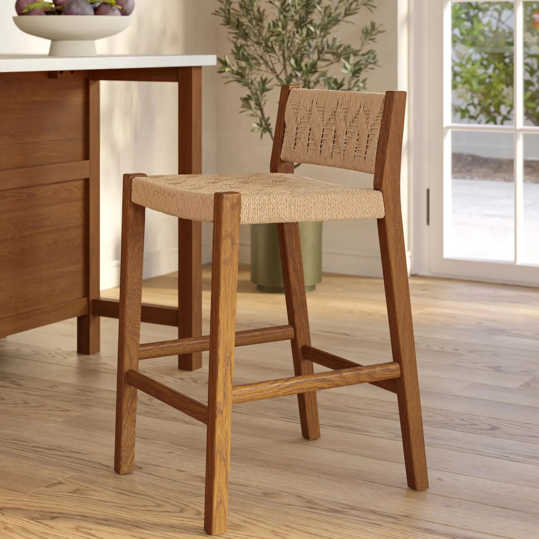 Tilli Corded Counter Stool - Smoked Oak