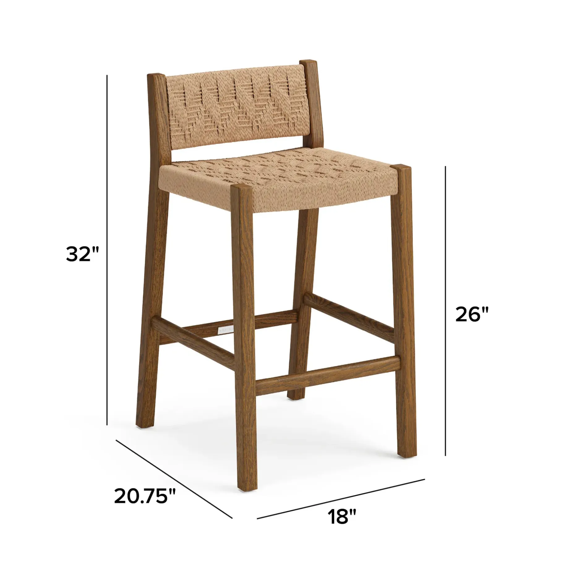 Tilli Corded Counter Stool - Smoked Oak