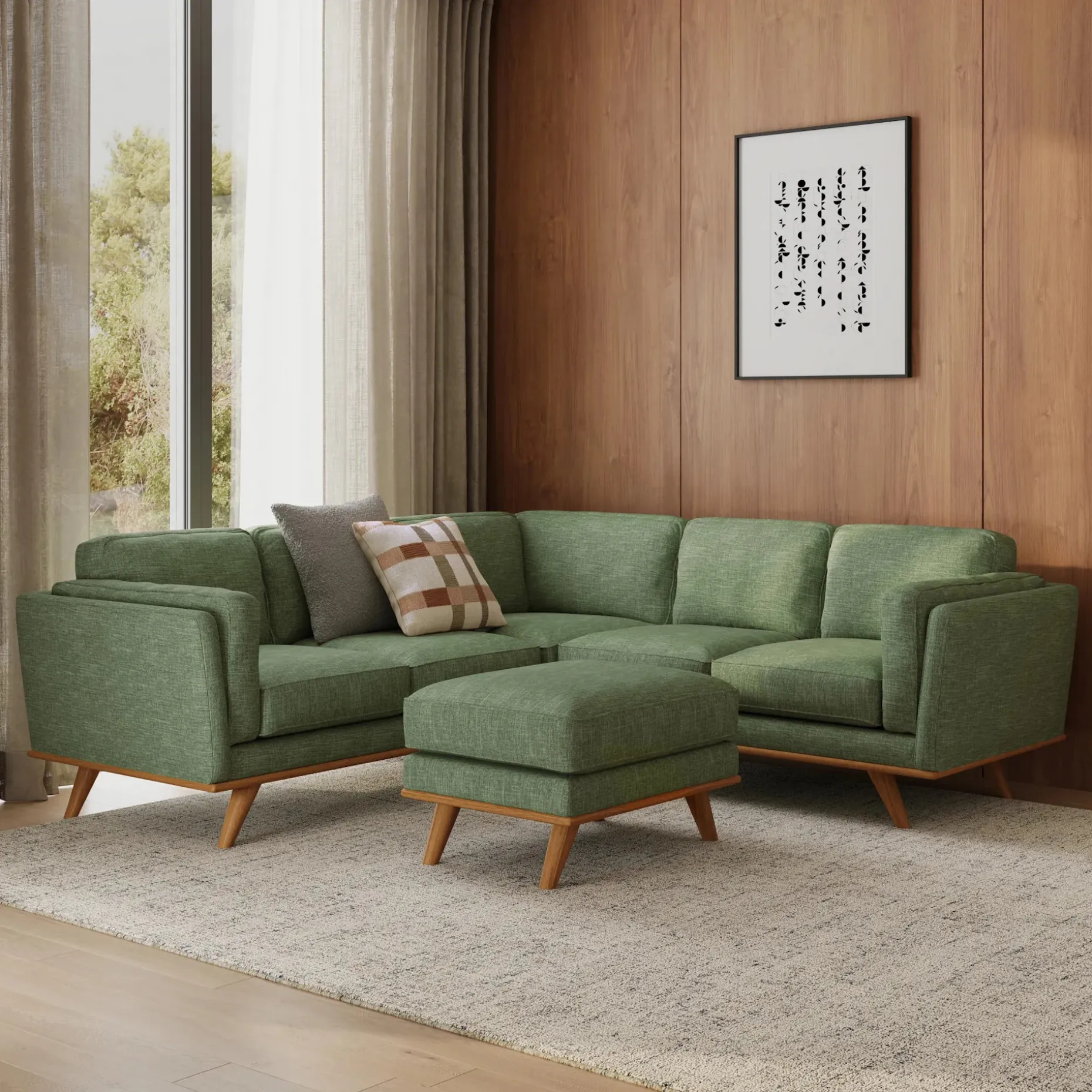 Timber 93" Corner Sectional - Olio Green
