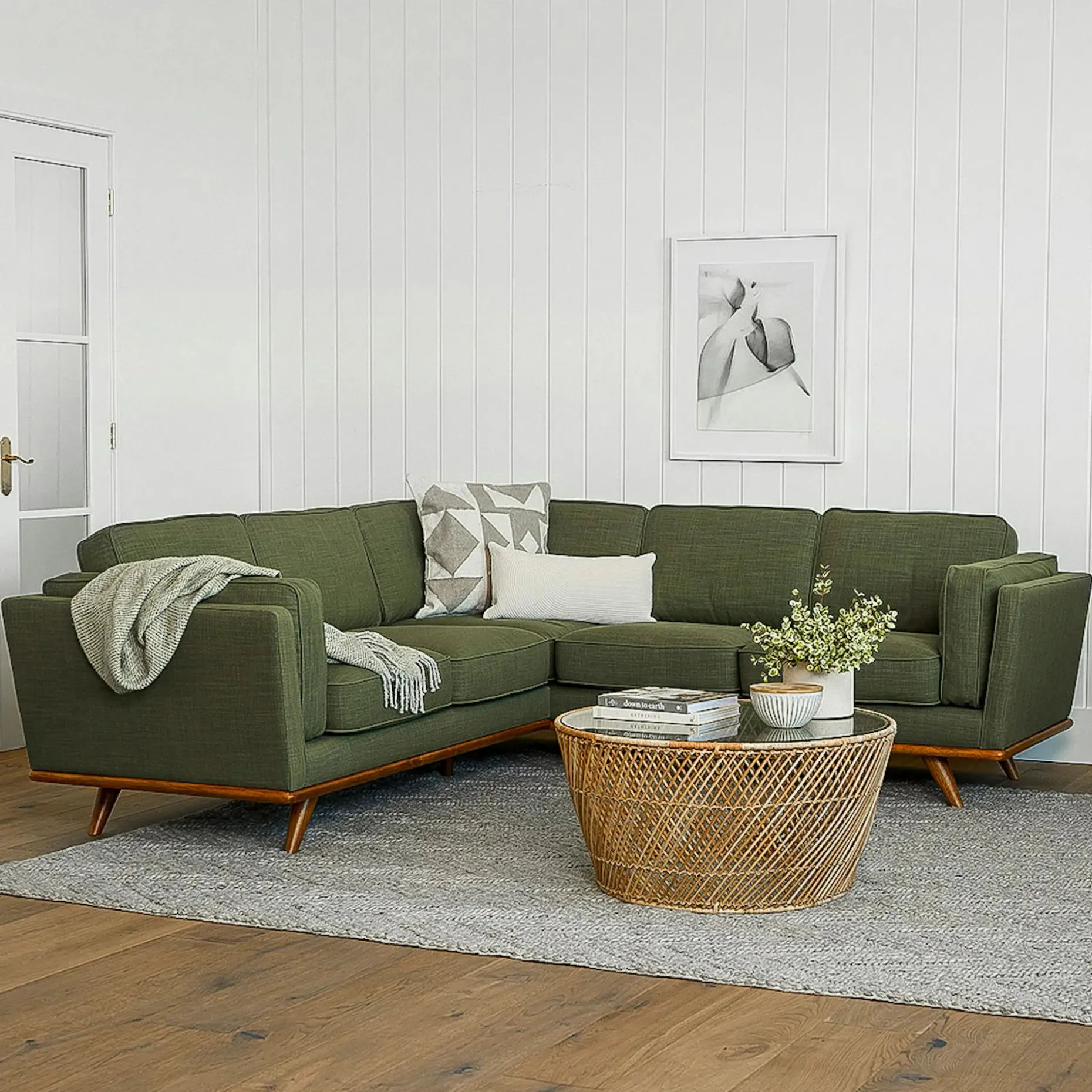 Timber 93" Corner Sectional - Olio Green
