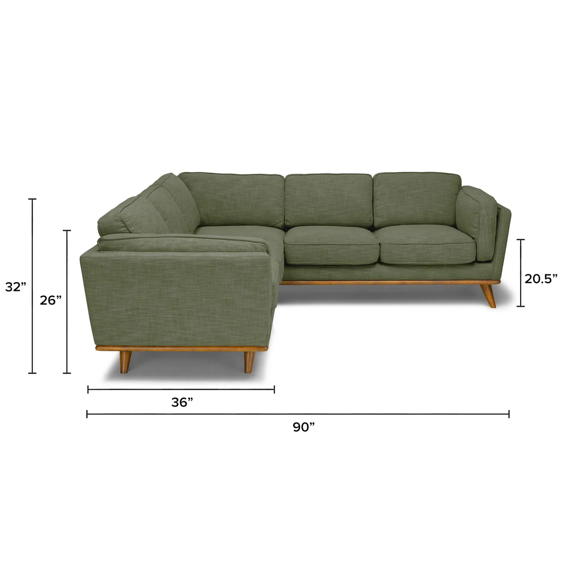 Timber 93" Corner Sectional - Olio Green