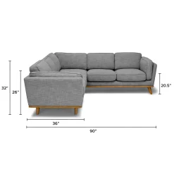 Timber 93" Corner Sectional - Pebble Gray