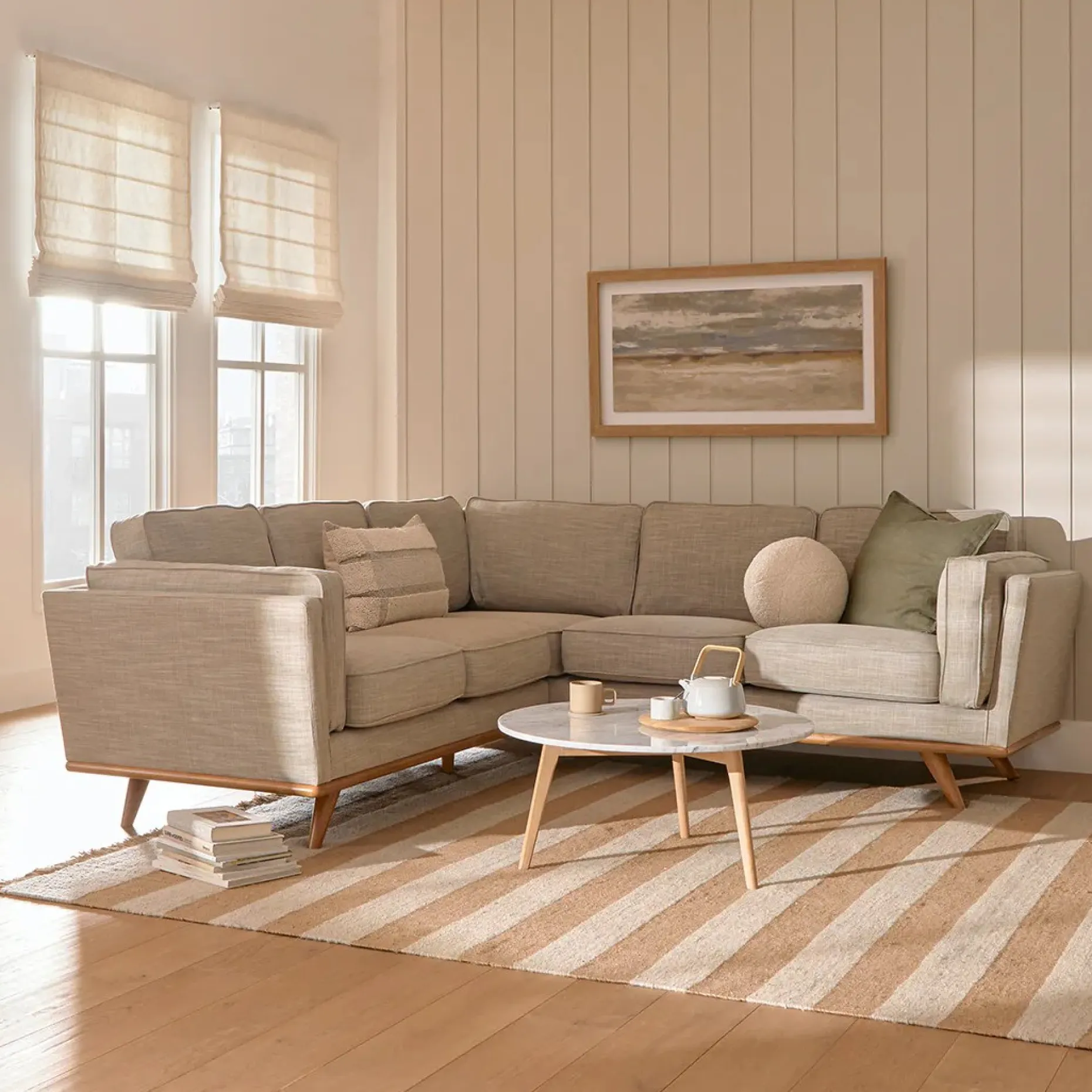 Timber 93" Corner Sectional - Rain Cloud Gray