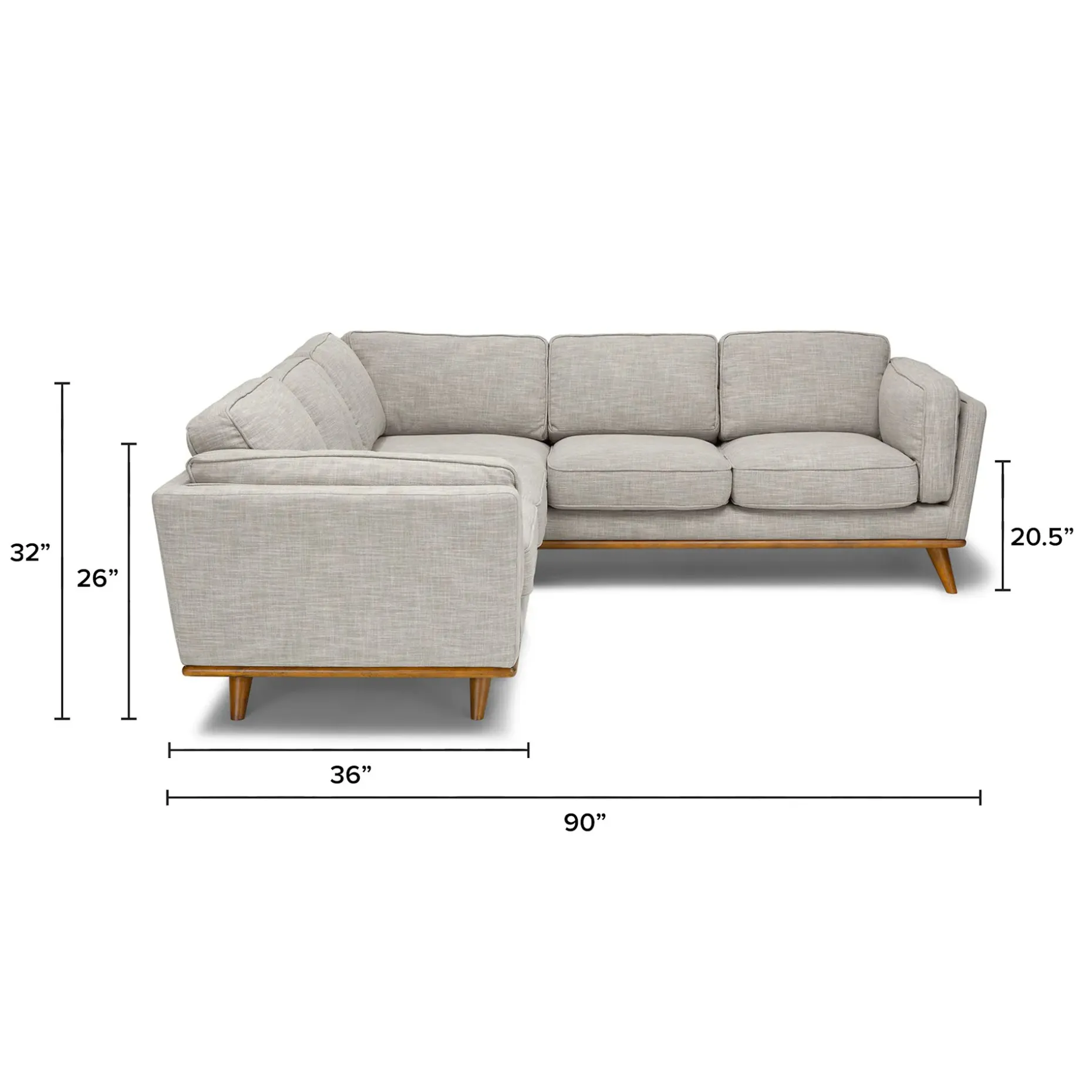 Timber 93" Corner Sectional - Rain Cloud Gray