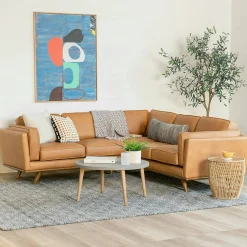 Timber 93" Leather Corner Sectional - Charme Tan