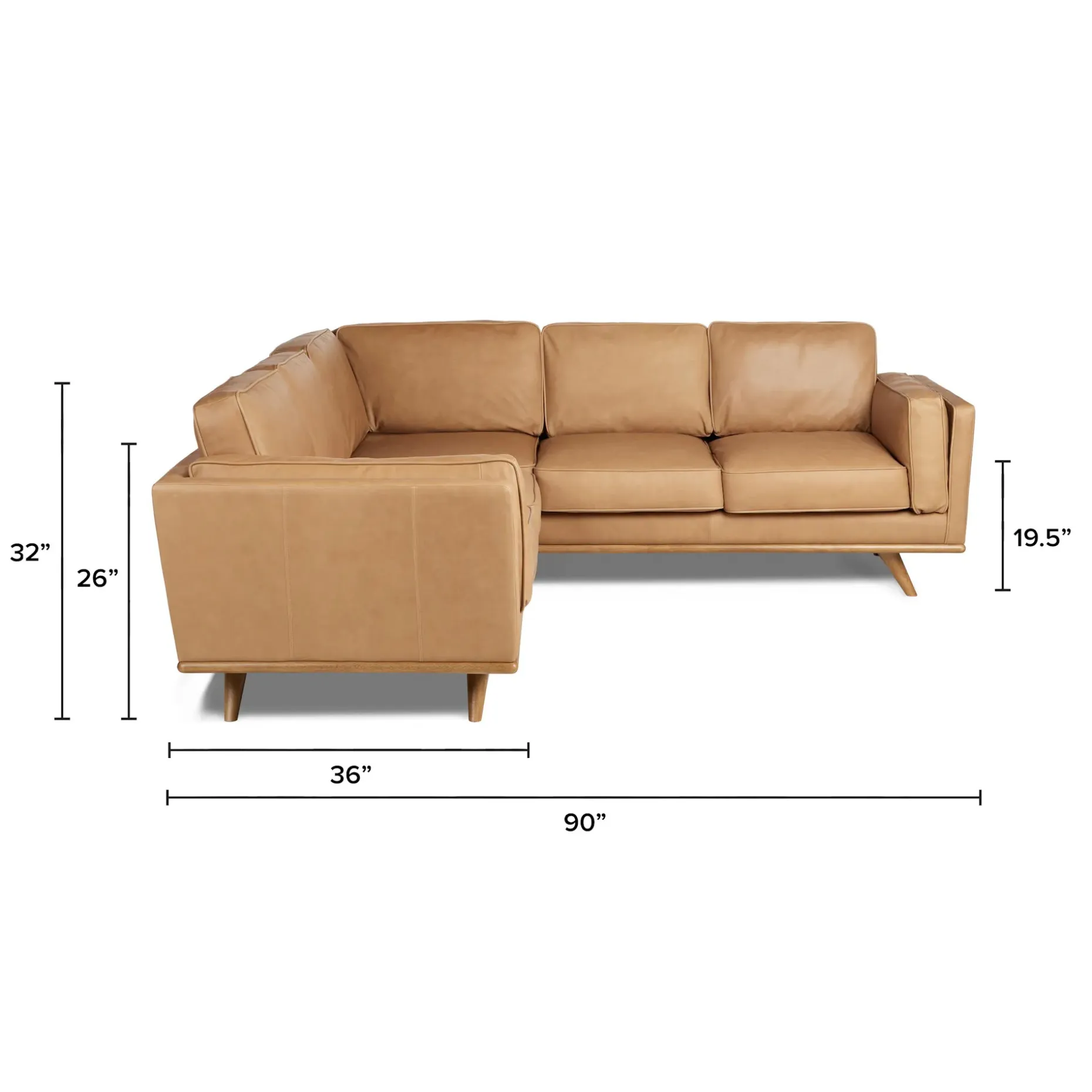 Timber 93" Leather Corner Sectional - Charme Tan