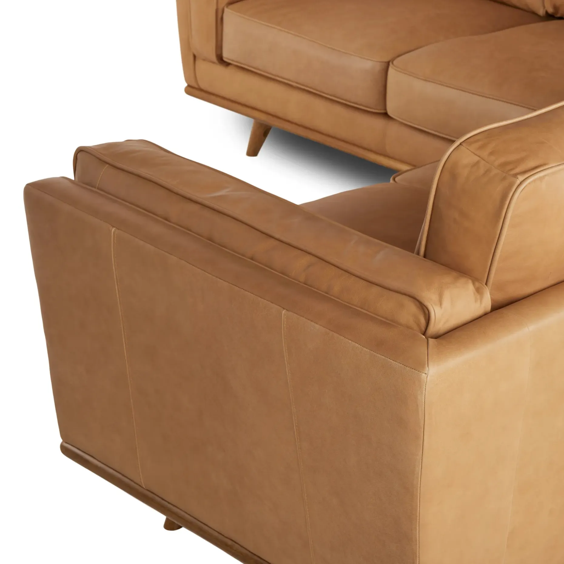 Timber 93" Leather Corner Sectional - Charme Tan