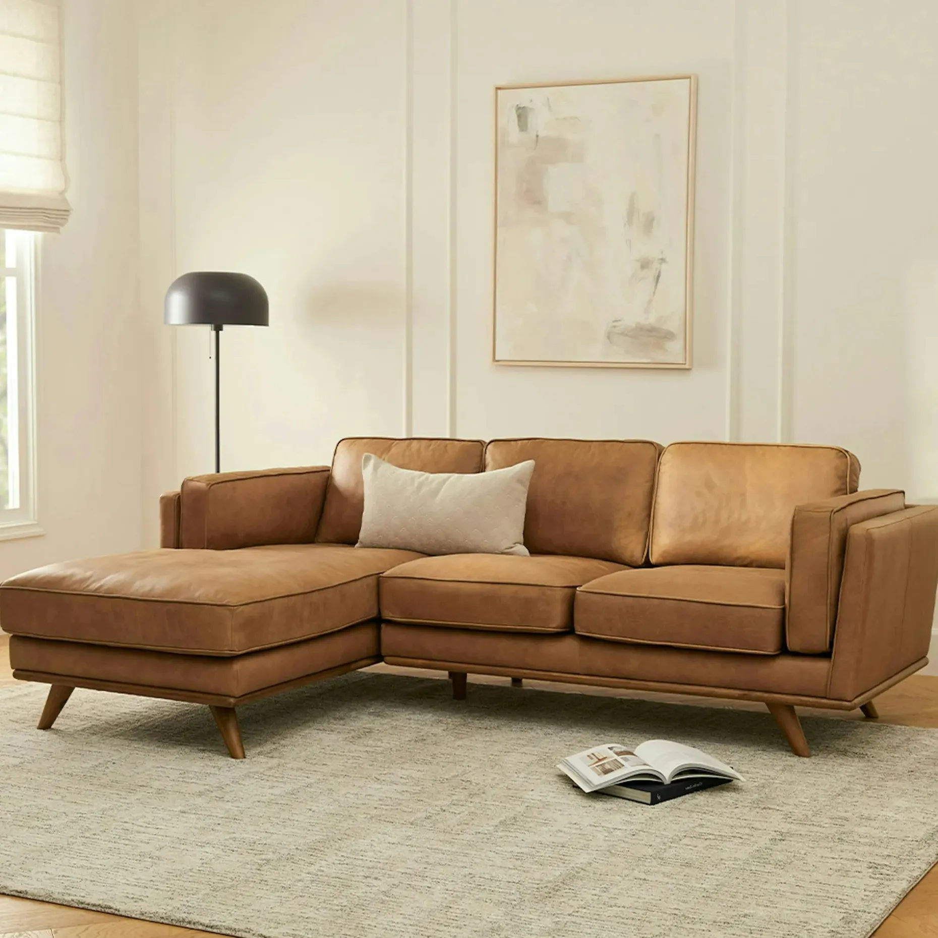 Timber 93" Leather Left Sectional - Charme Tan