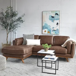 Timber 93" Leather Left Sectional - Charme Chocolat