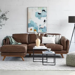 Timber 93" Leather Left Sectional - Charme Chocolat