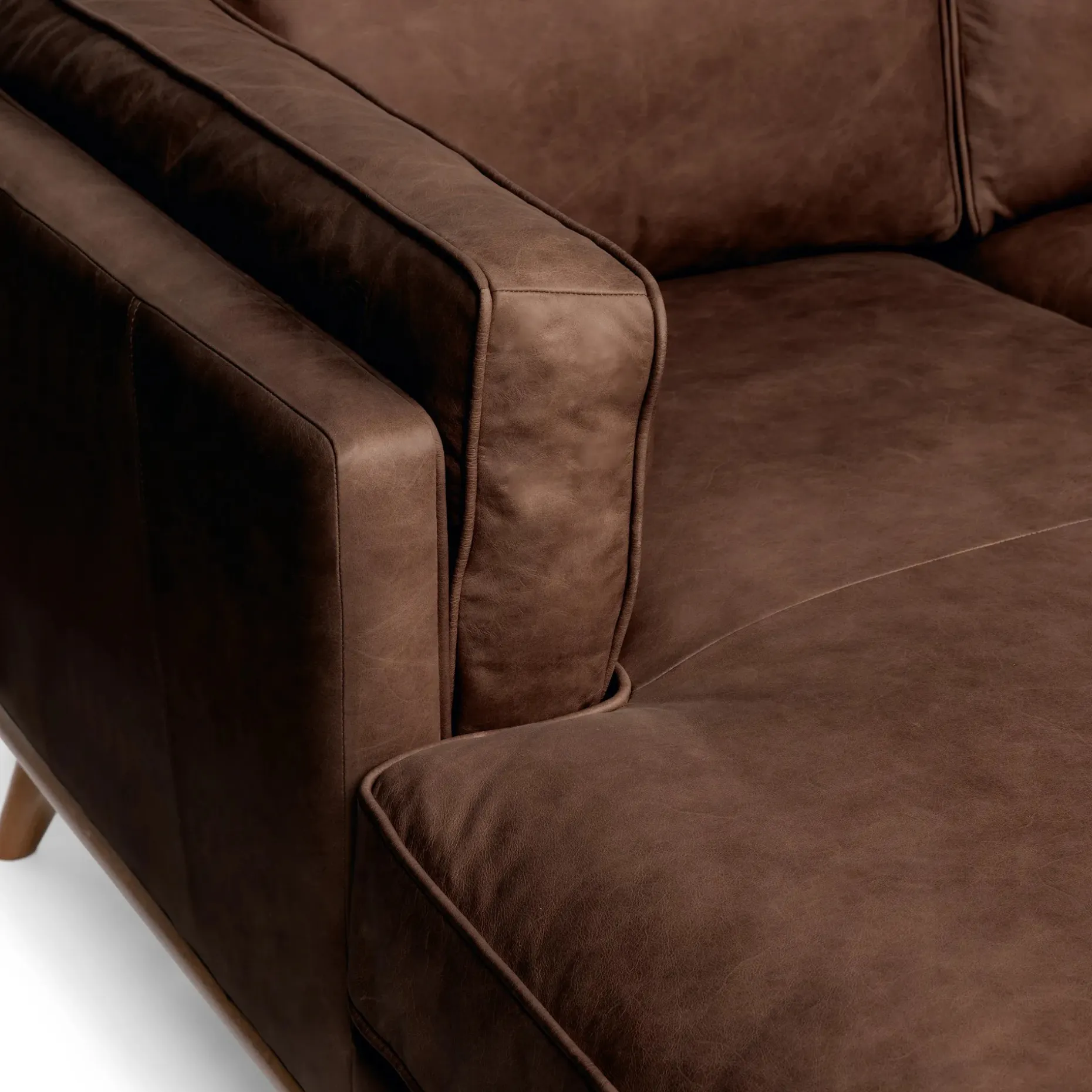 Timber 93" Leather Left Sectional - Charme Chocolat