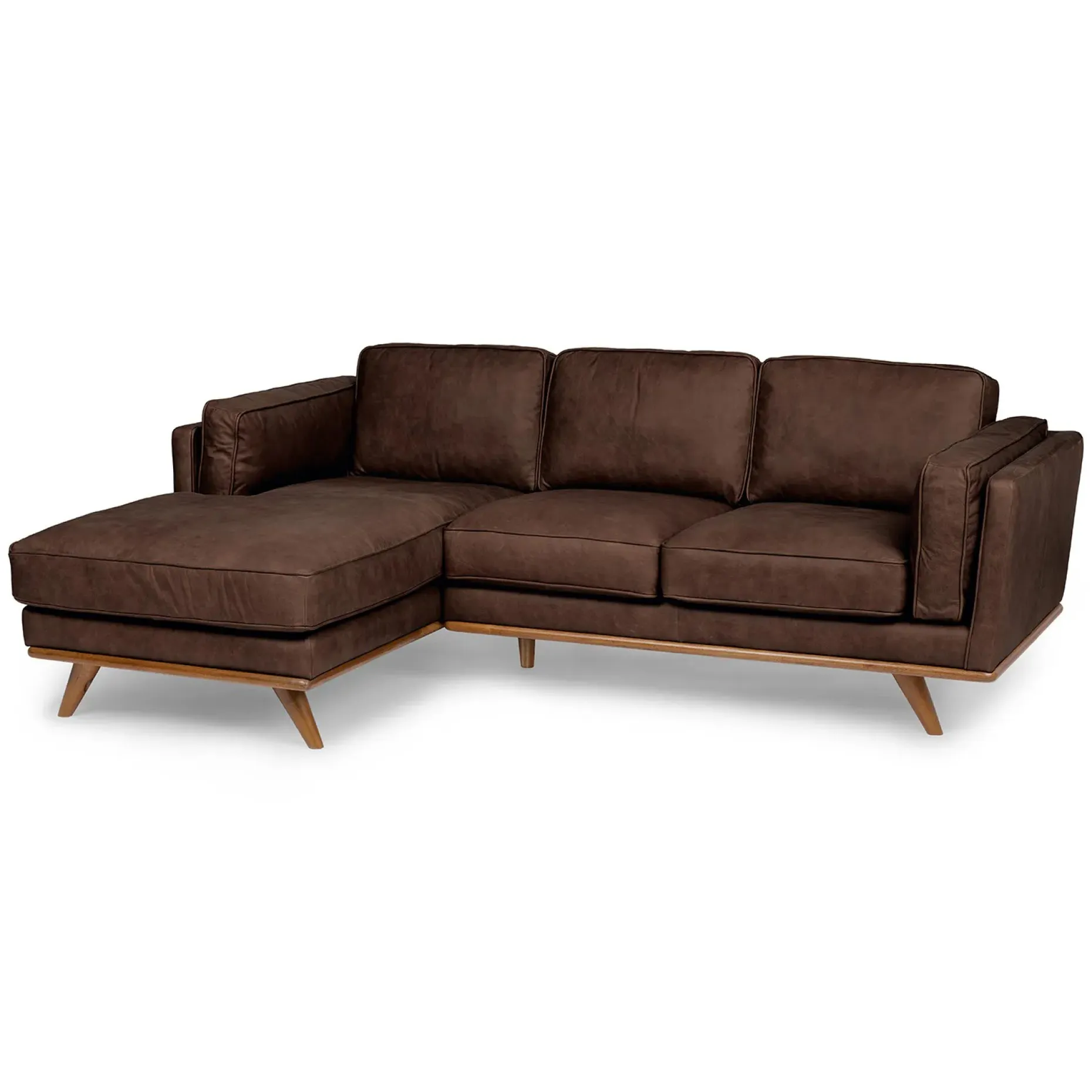 Timber 93" Leather Left Sectional - Charme Chocolat