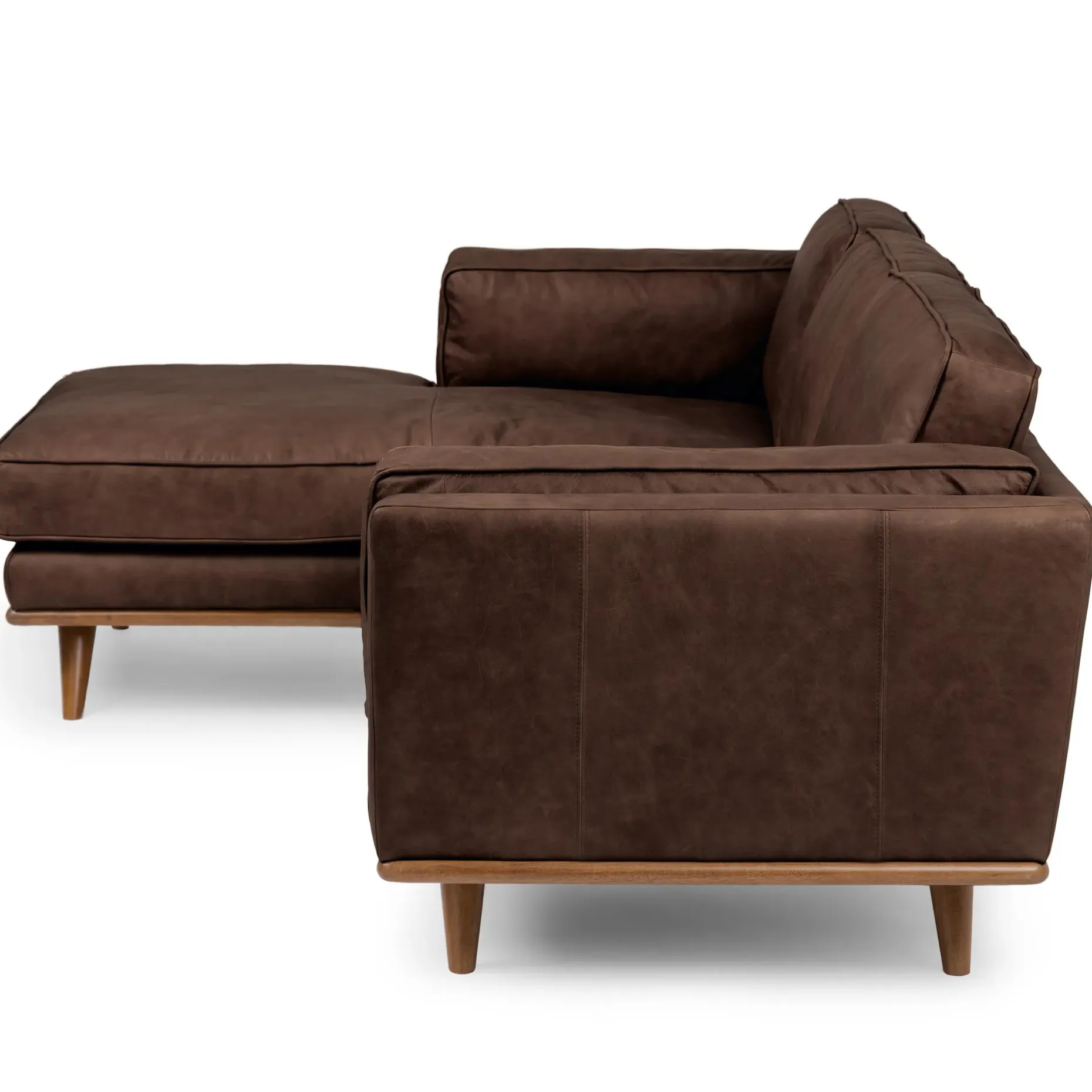 Timber 93" Leather Left Sectional - Charme Chocolat