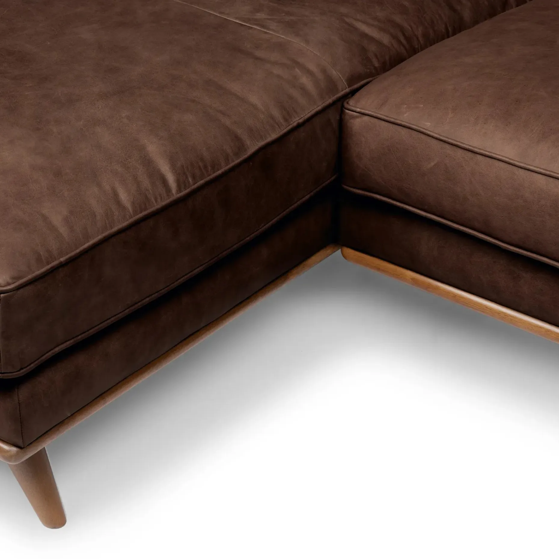 Timber 93" Leather Left Sectional - Charme Chocolat