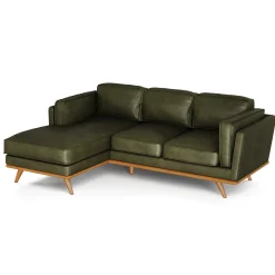 Timber 93" Leather Left Sectional - Charme Green