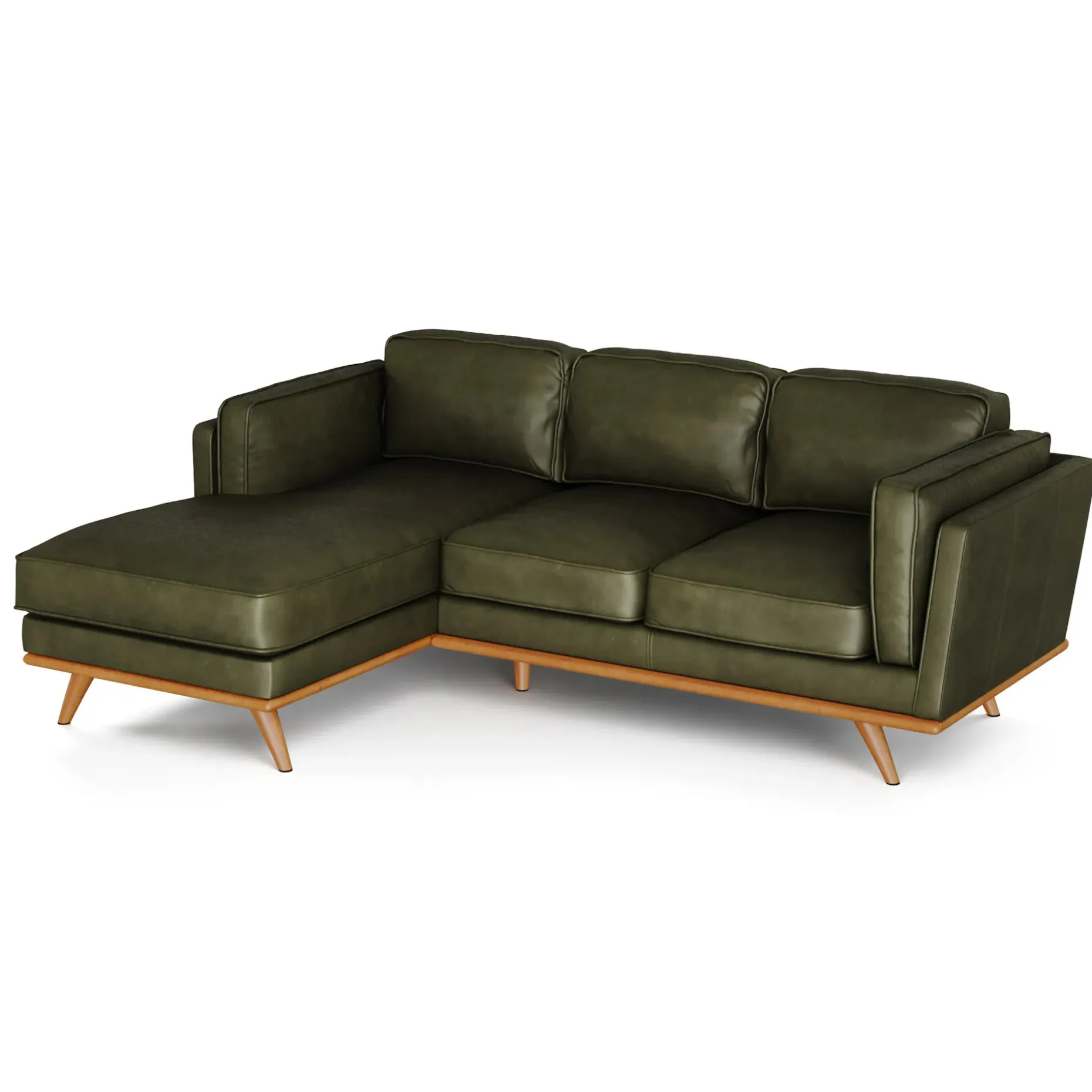 Timber 93" Leather Left Sectional - Charme Green