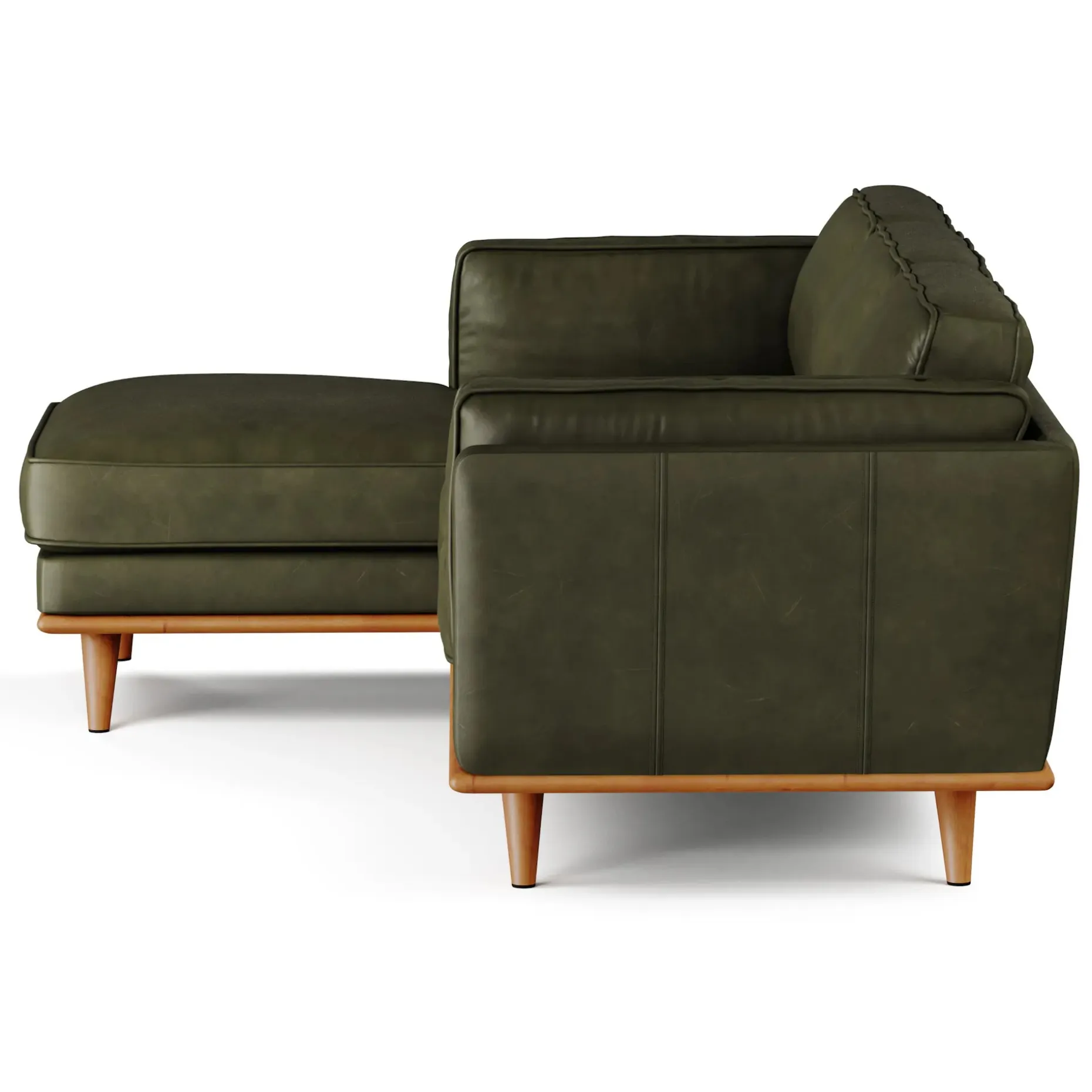 Timber 93" Leather Left Sectional - Charme Green