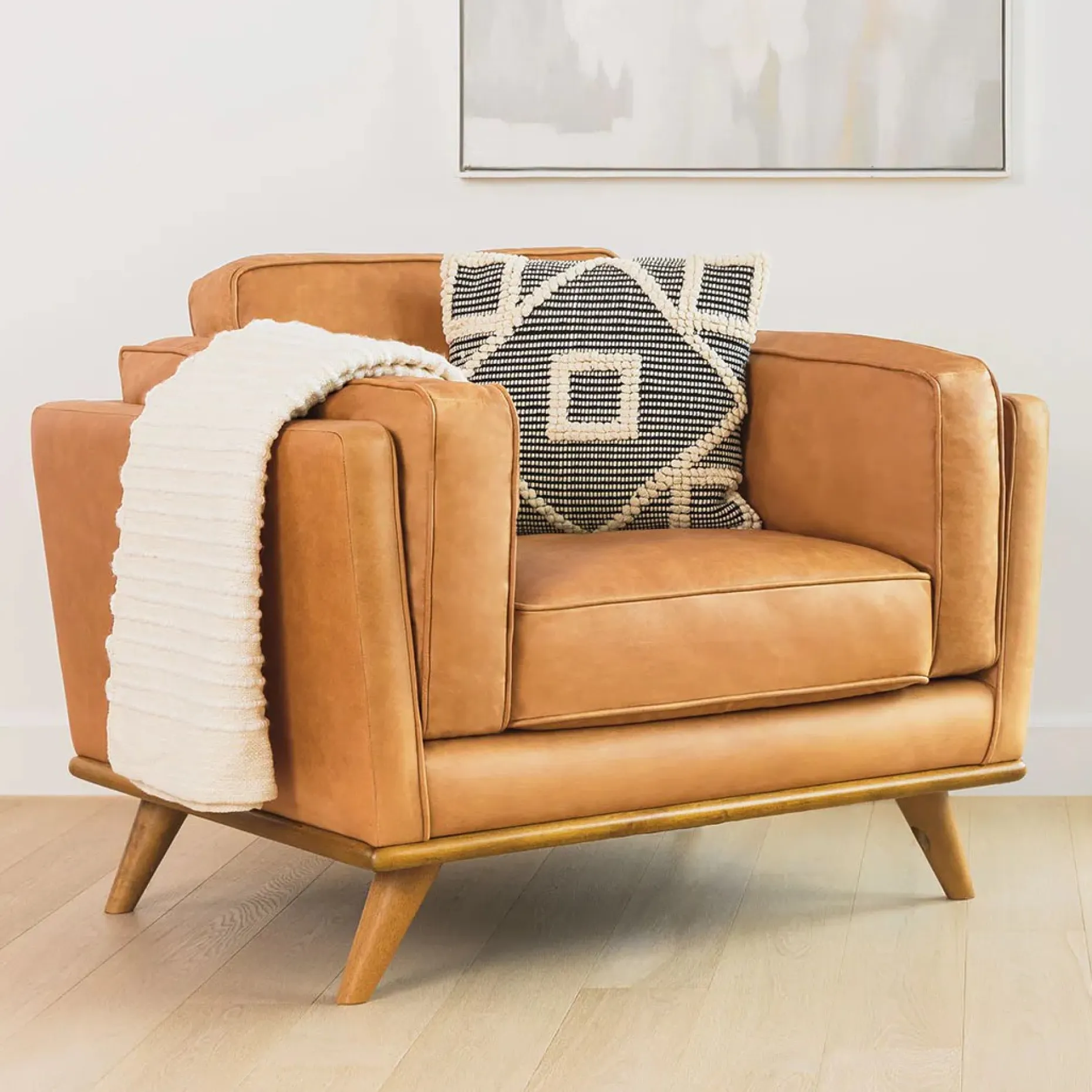 Timber 41" Leather Lounge Chair - Charme Tan