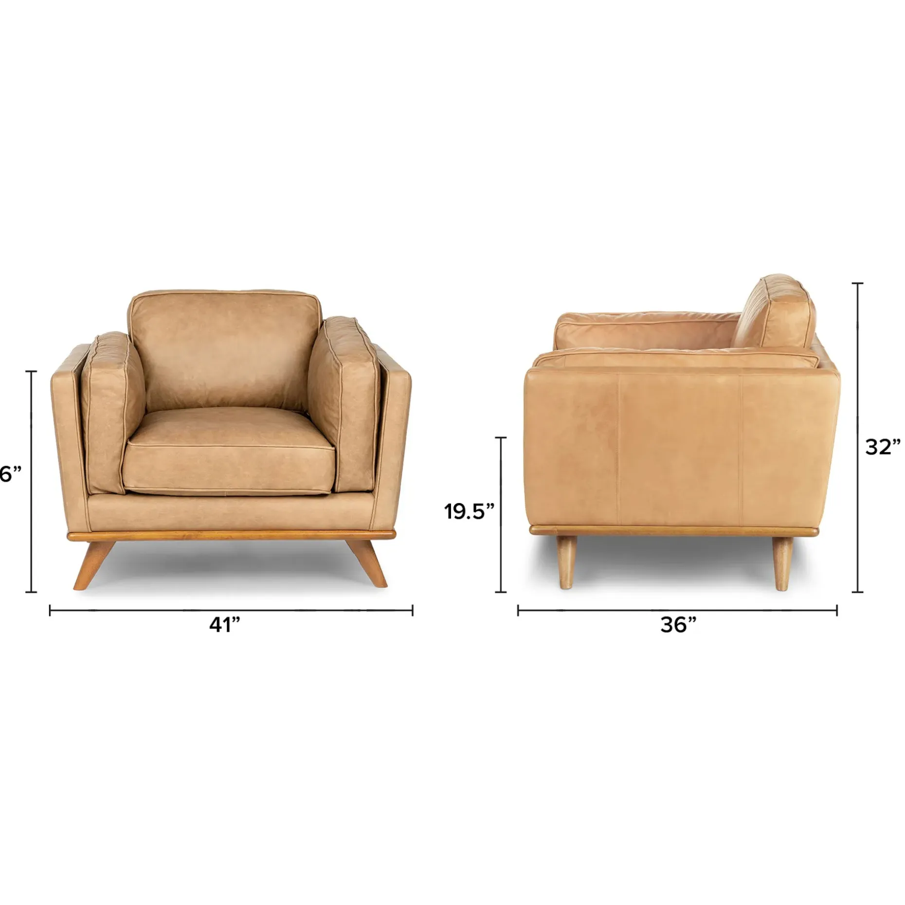 Timber 41" Leather Lounge Chair - Charme Tan