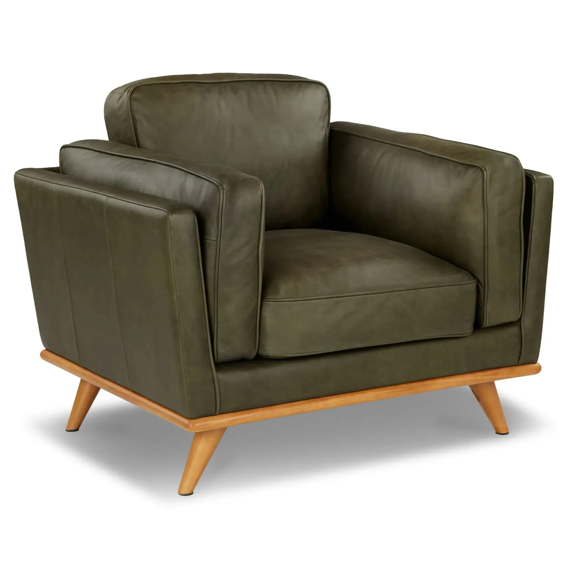 Timber 41" Leather Lounge Chair - Charme Green