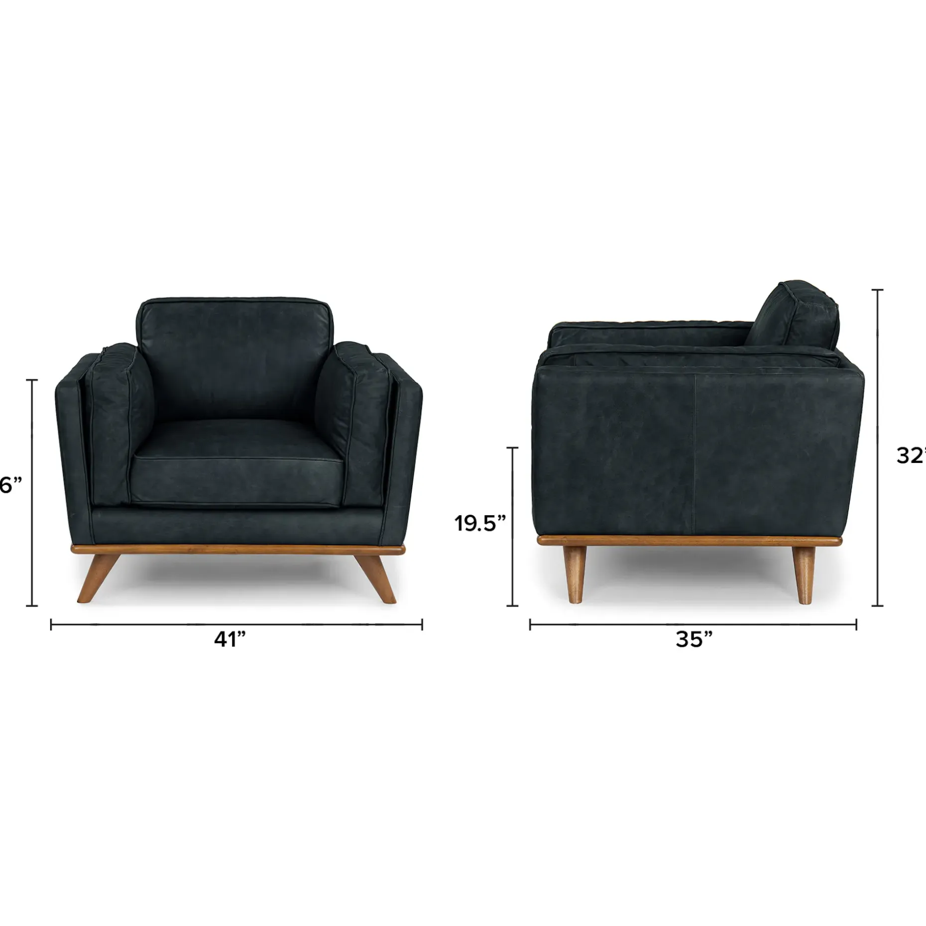 Timber 41" Leather Lounge Chair - Charme Black