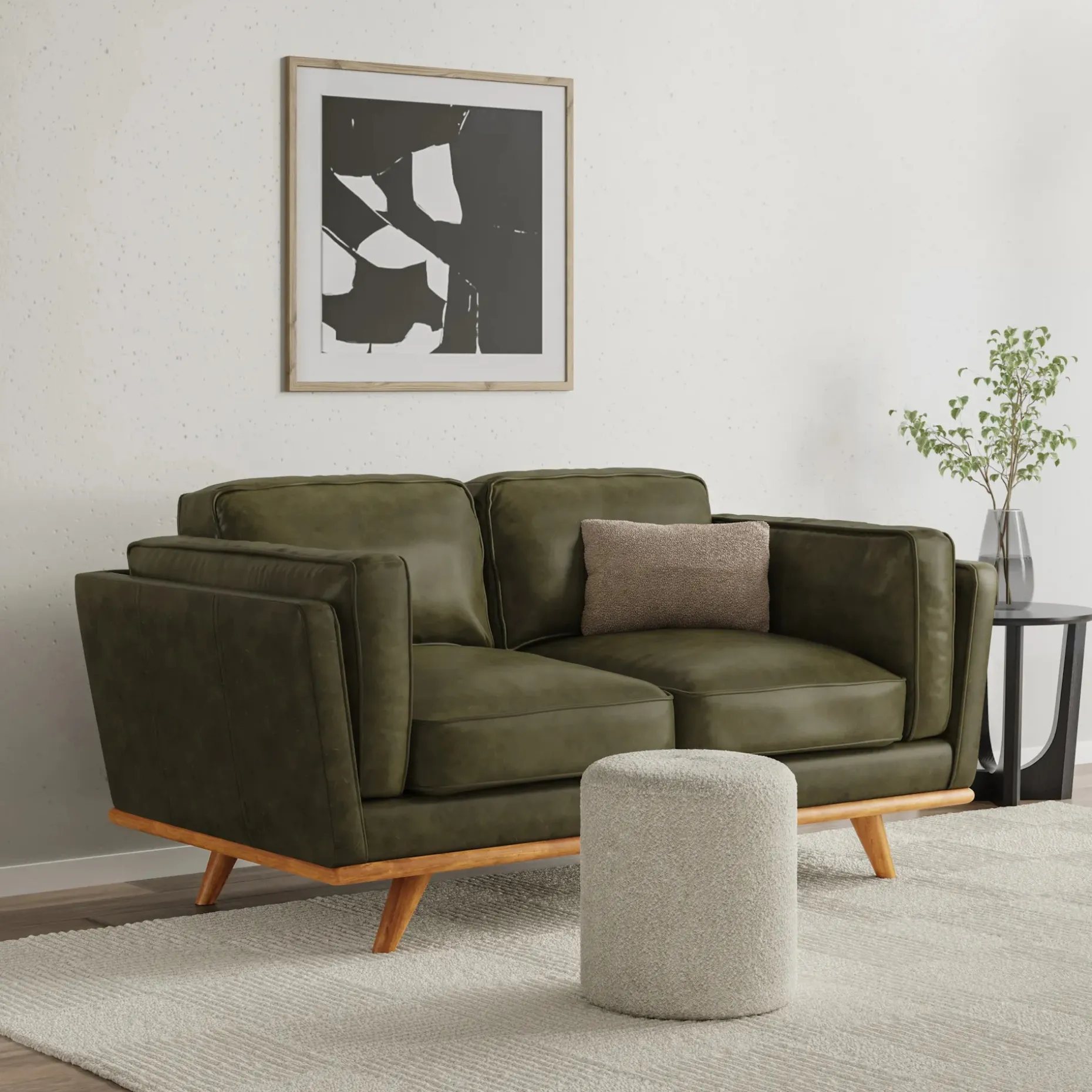Timber 66.5" Leather Loveseat - Charme Green