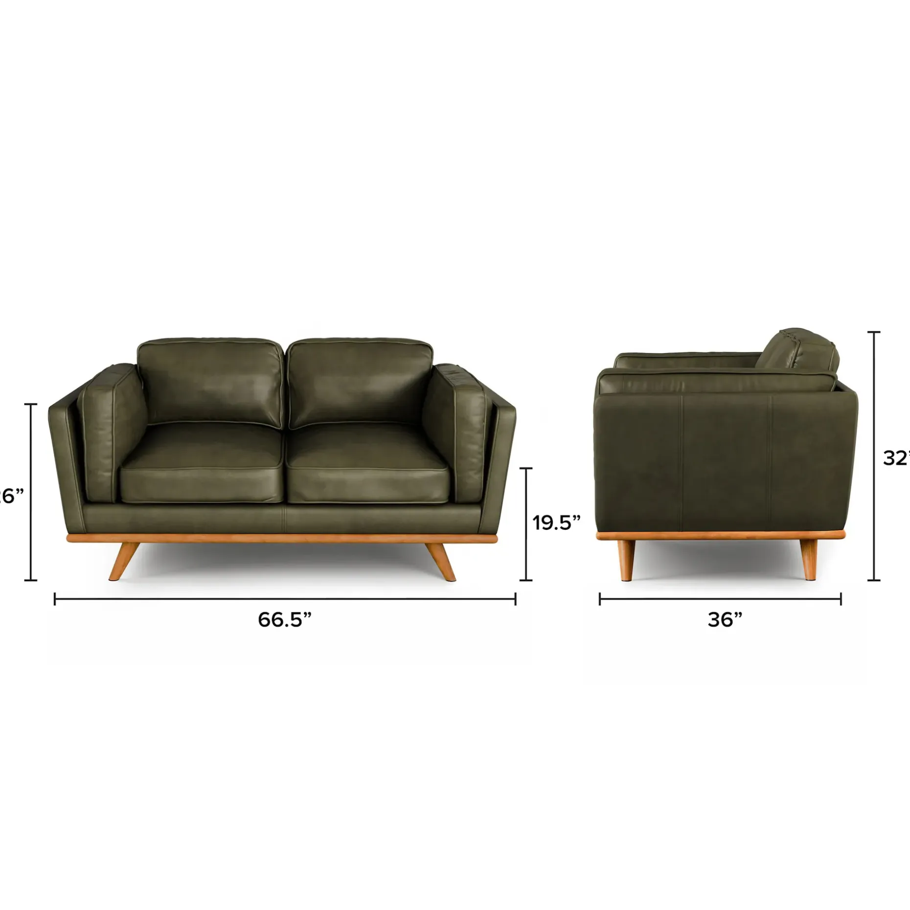 Timber 66.5" Leather Loveseat - Charme Green