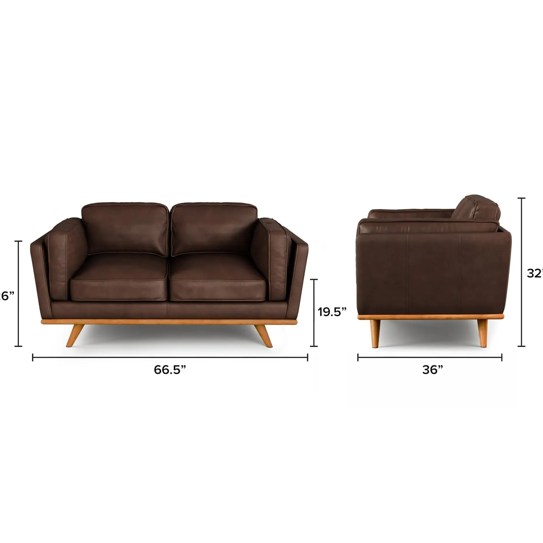 Timber 66.5" Leather Loveseat - Charme Chocolat