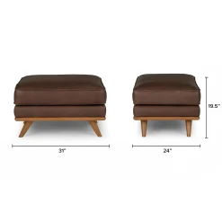 Timber 31" Leather Ottoman - Charme Chocolat