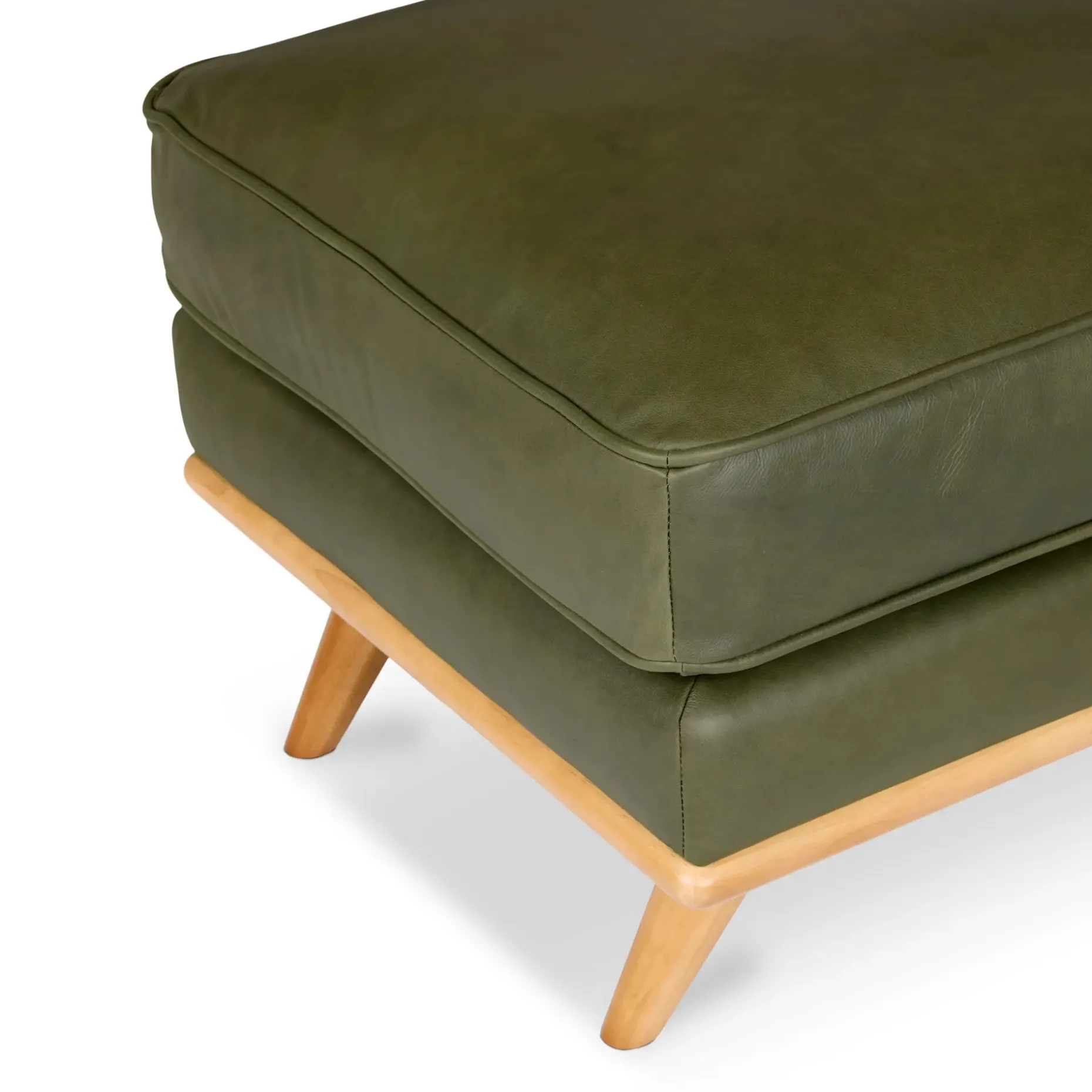 Timber 31" Leather Ottoman - Charme Green