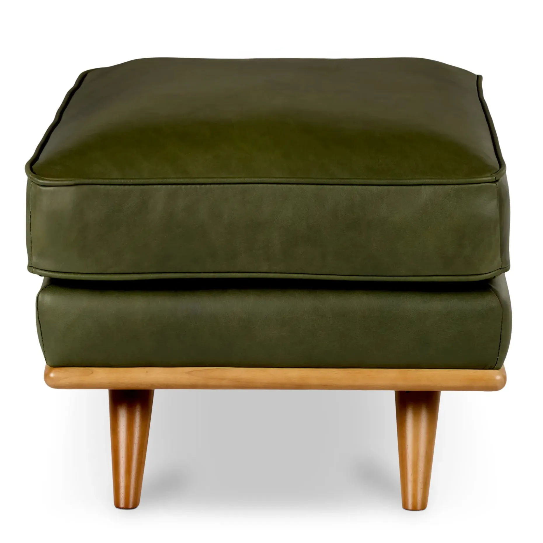 Timber 31" Leather Ottoman - Charme Green