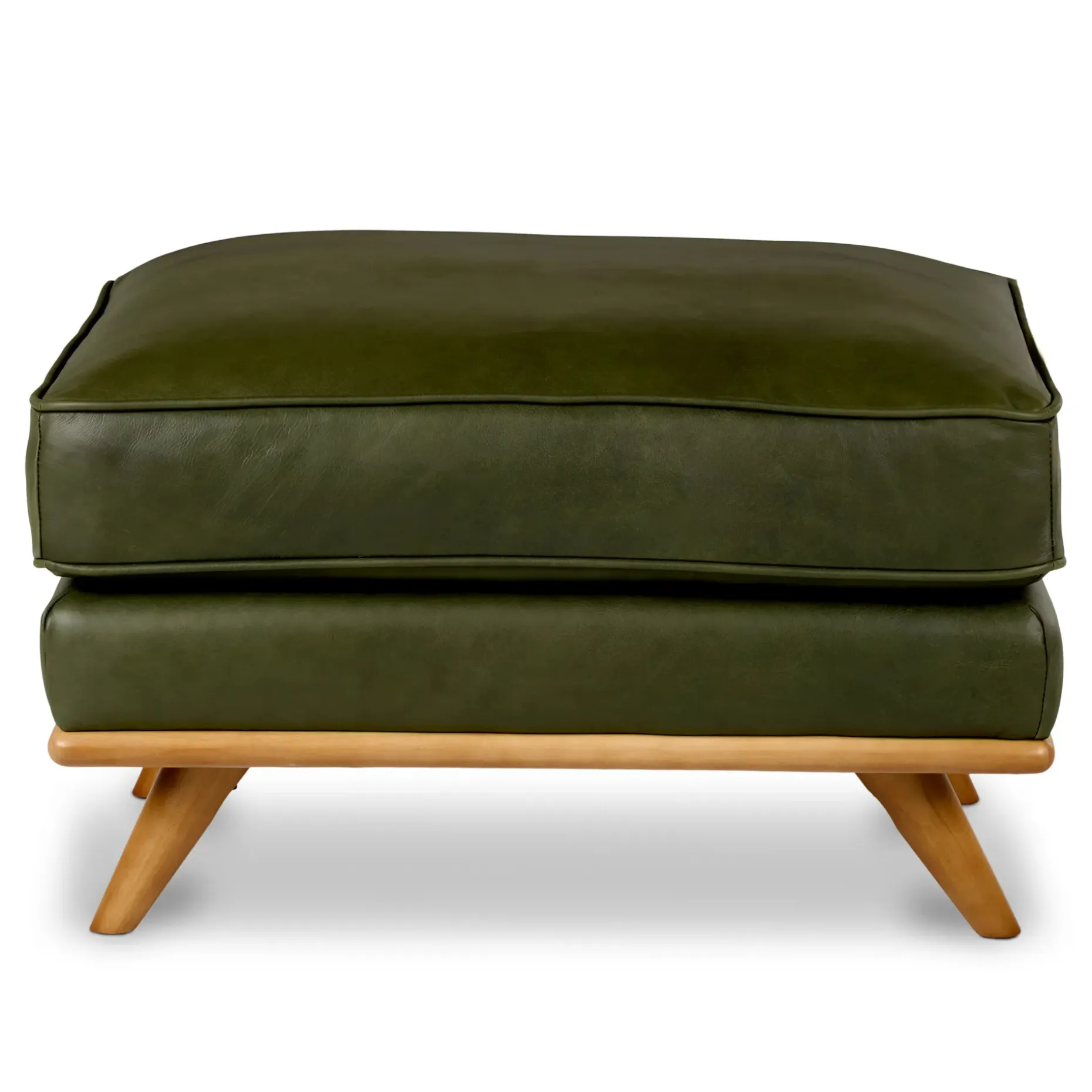 Timber 31" Leather Ottoman - Charme Green