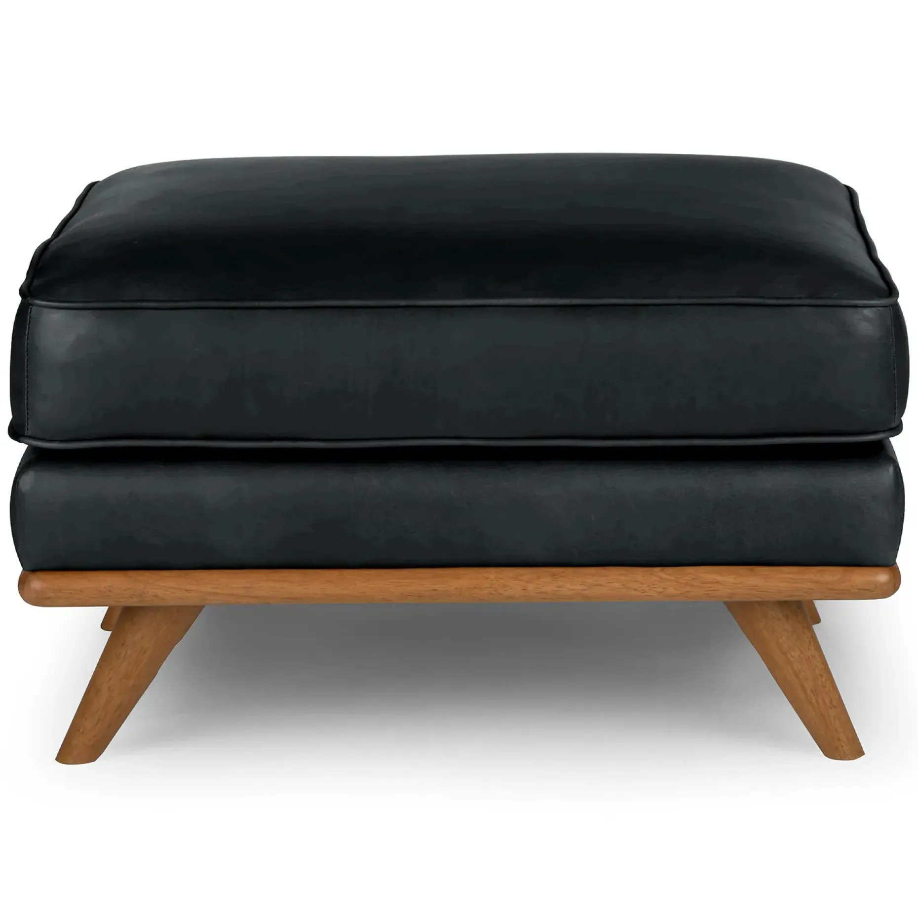 Timber 31" Leather Ottoman - Charme Black