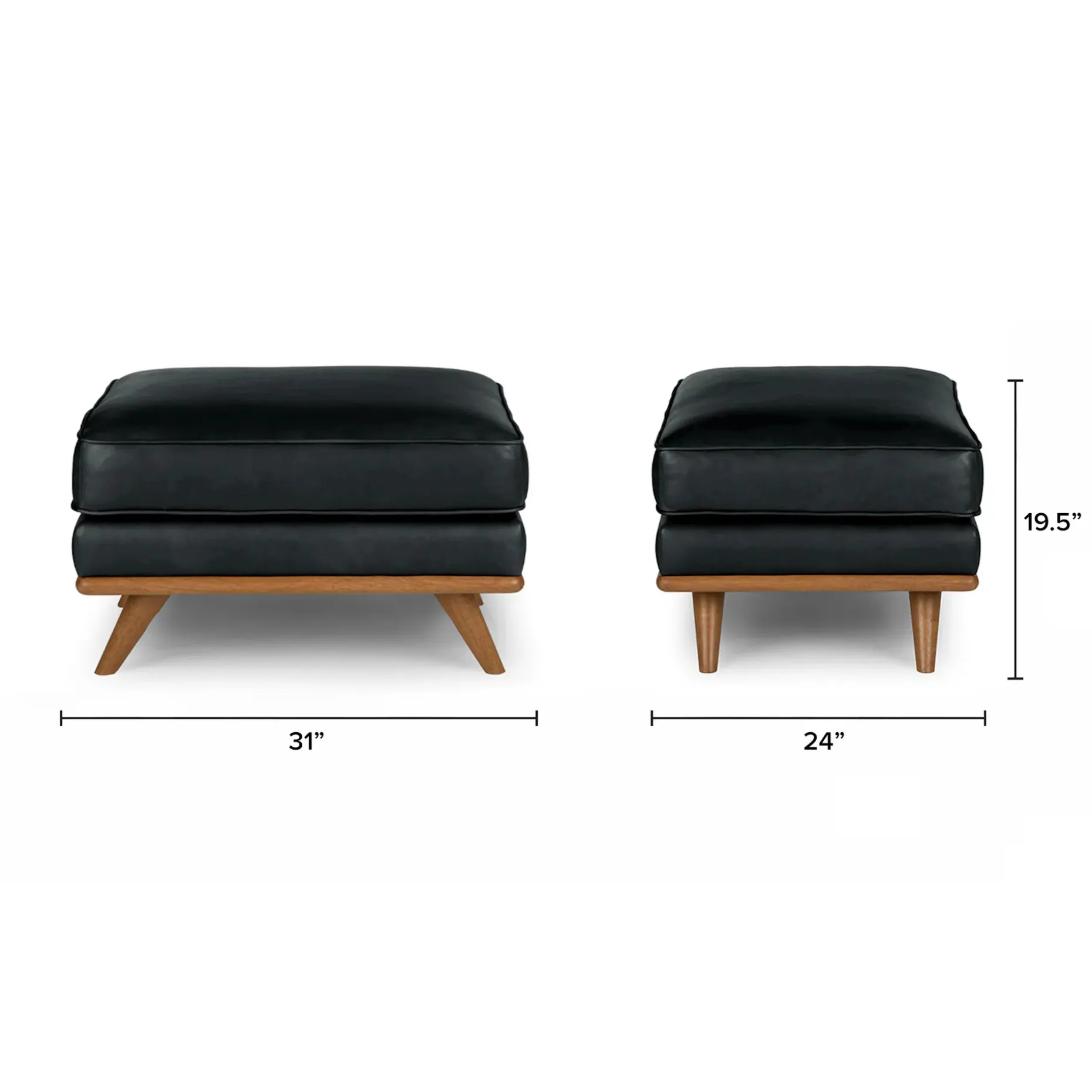 Timber 31" Leather Ottoman - Charme Black