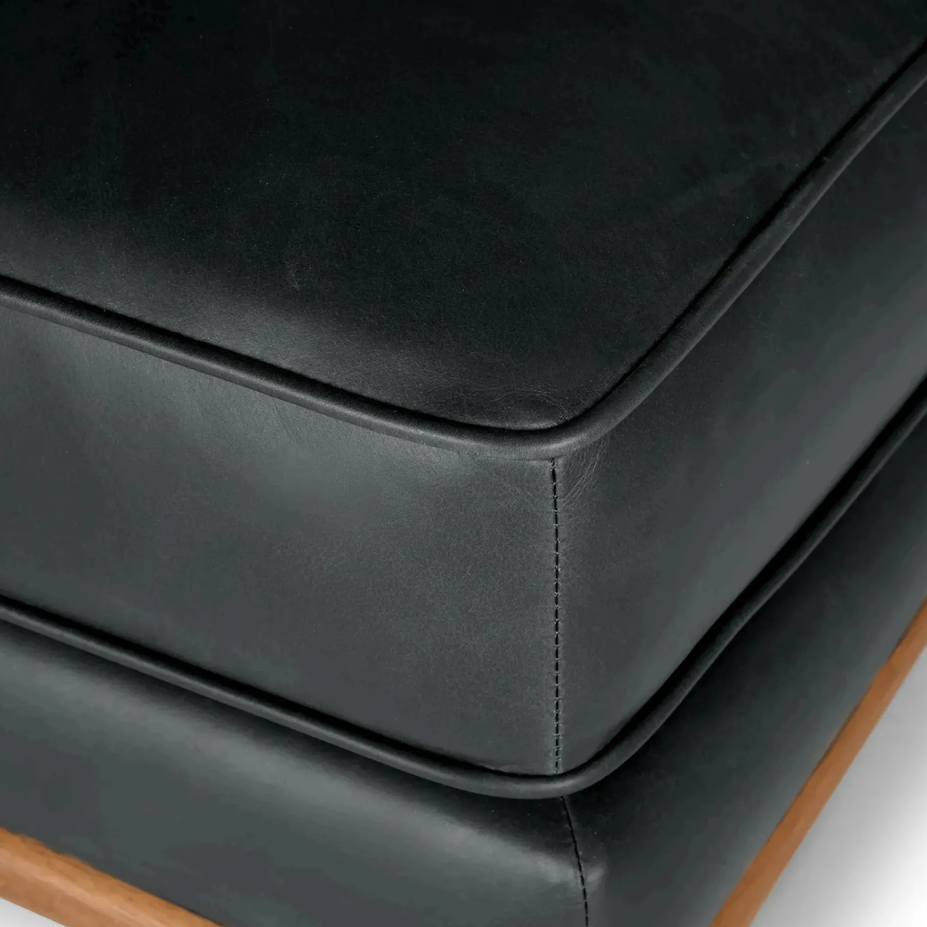 Timber 31" Leather Ottoman - Charme Black