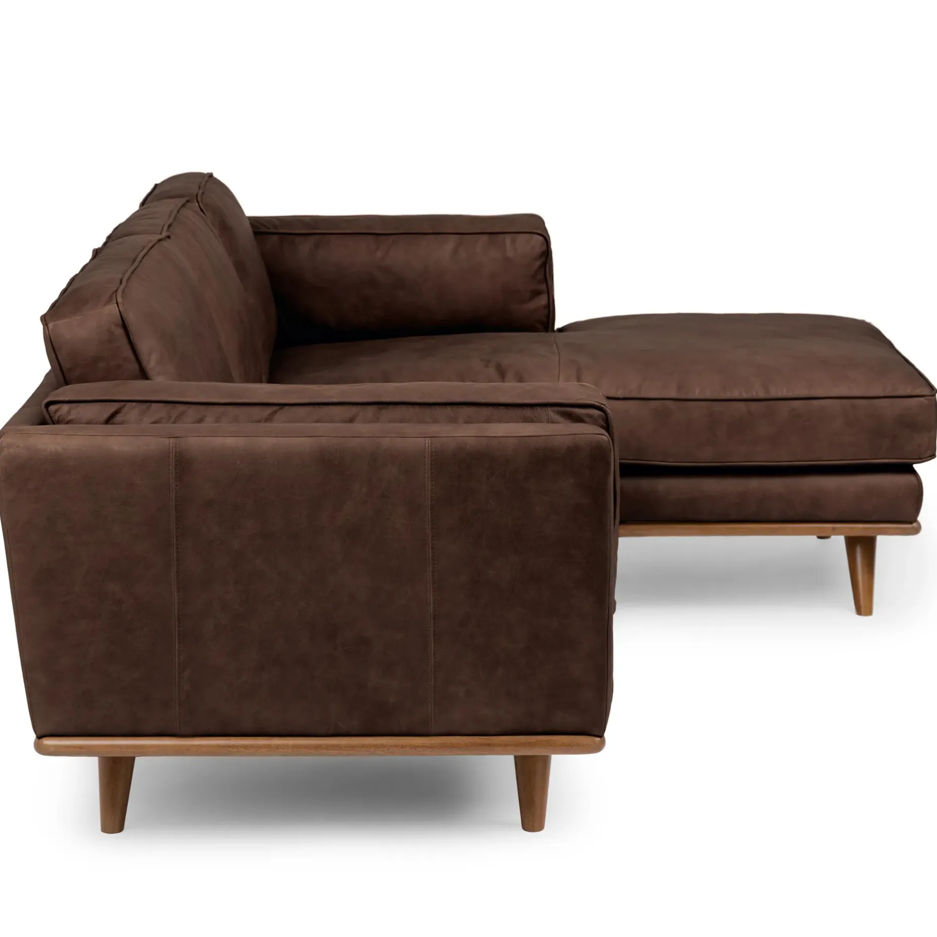 Timber 93" Leather Right Sectional - Charme Chocolat