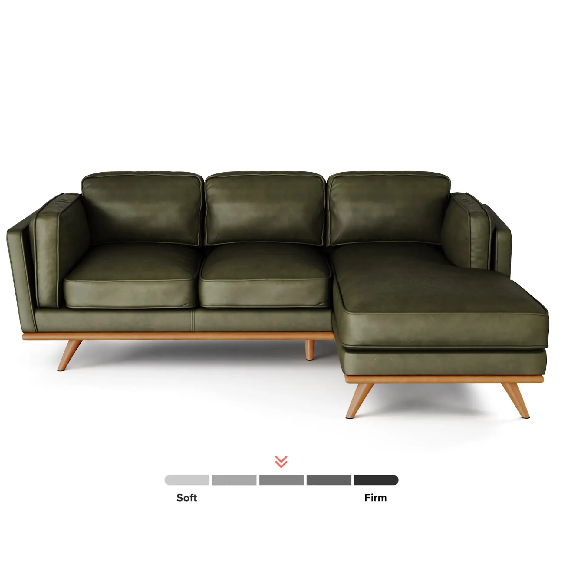 Timber 93" Leather Right Sectional - Charme Green