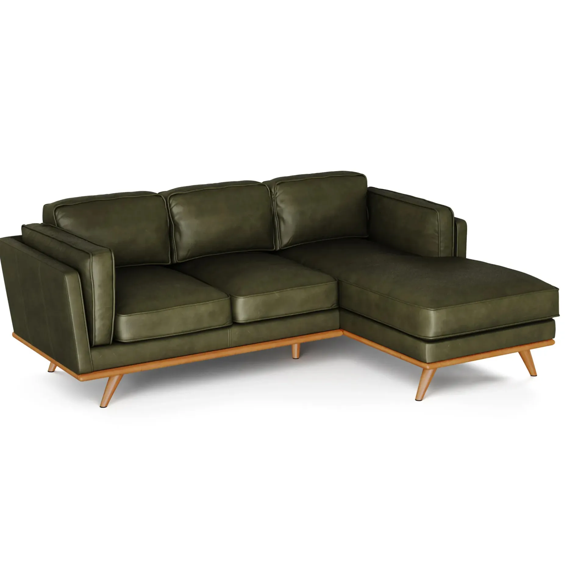 Timber 93" Leather Right Sectional - Charme Green