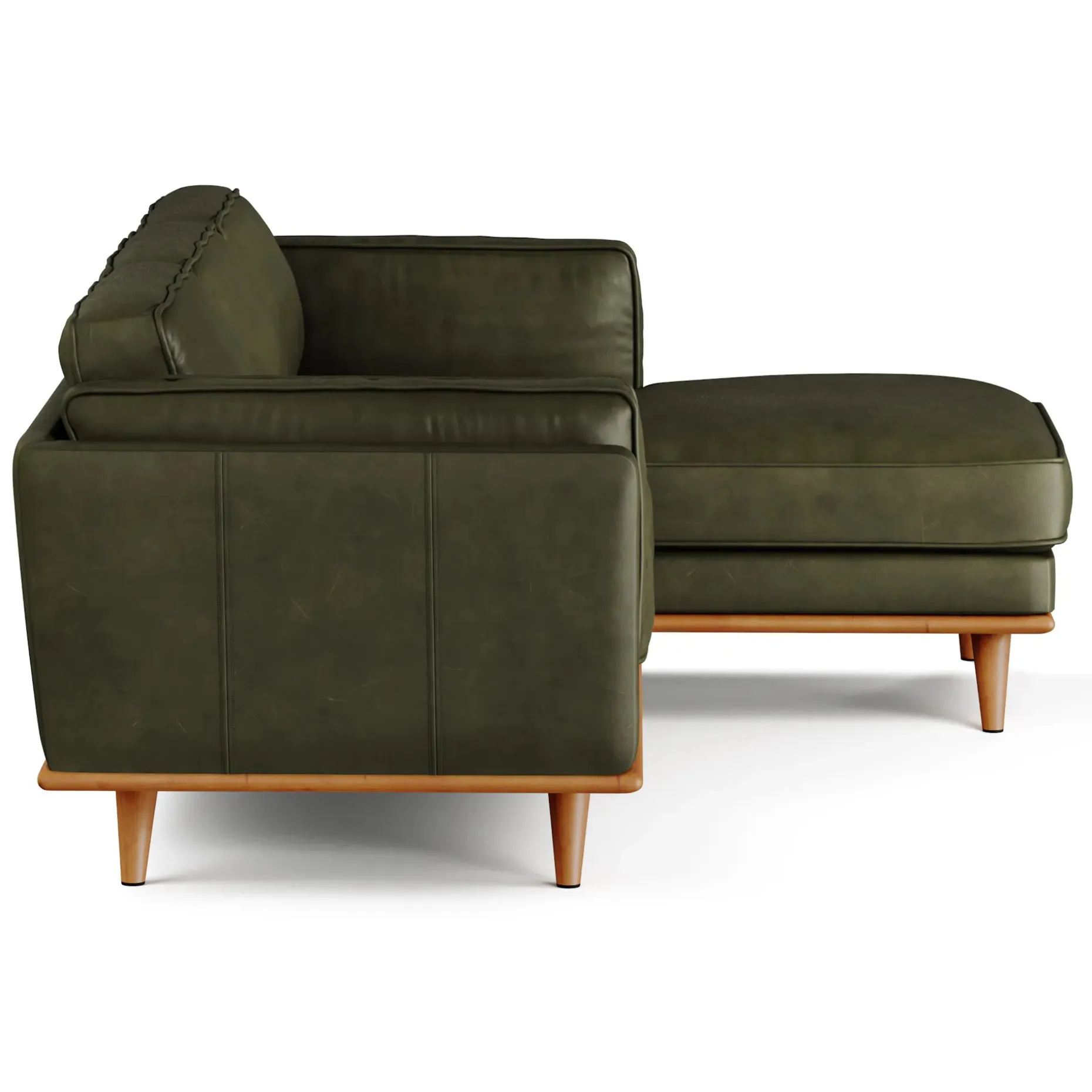 Timber 93" Leather Right Sectional - Charme Green