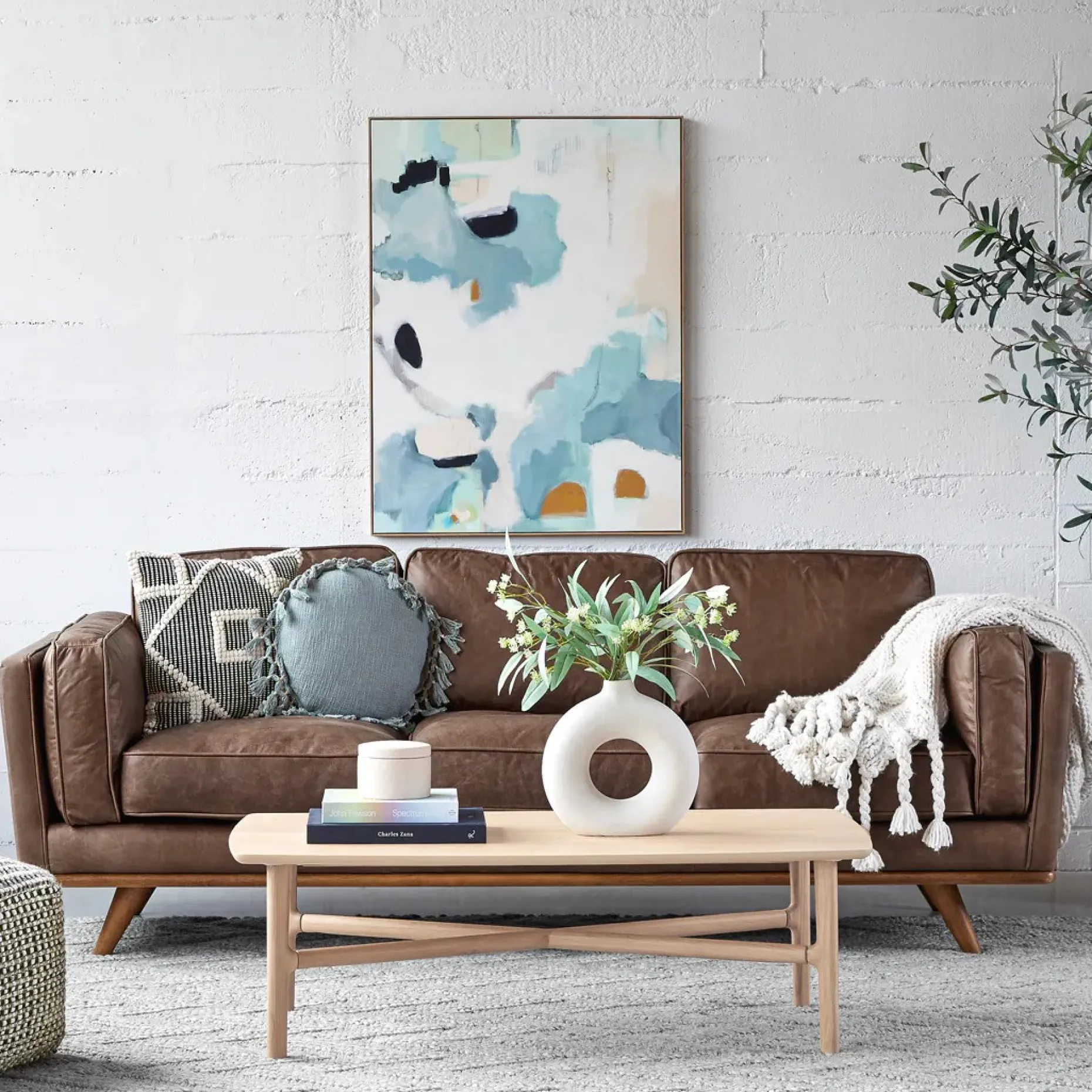 Timber 90" Leather Sofa - Charme Chocolat
