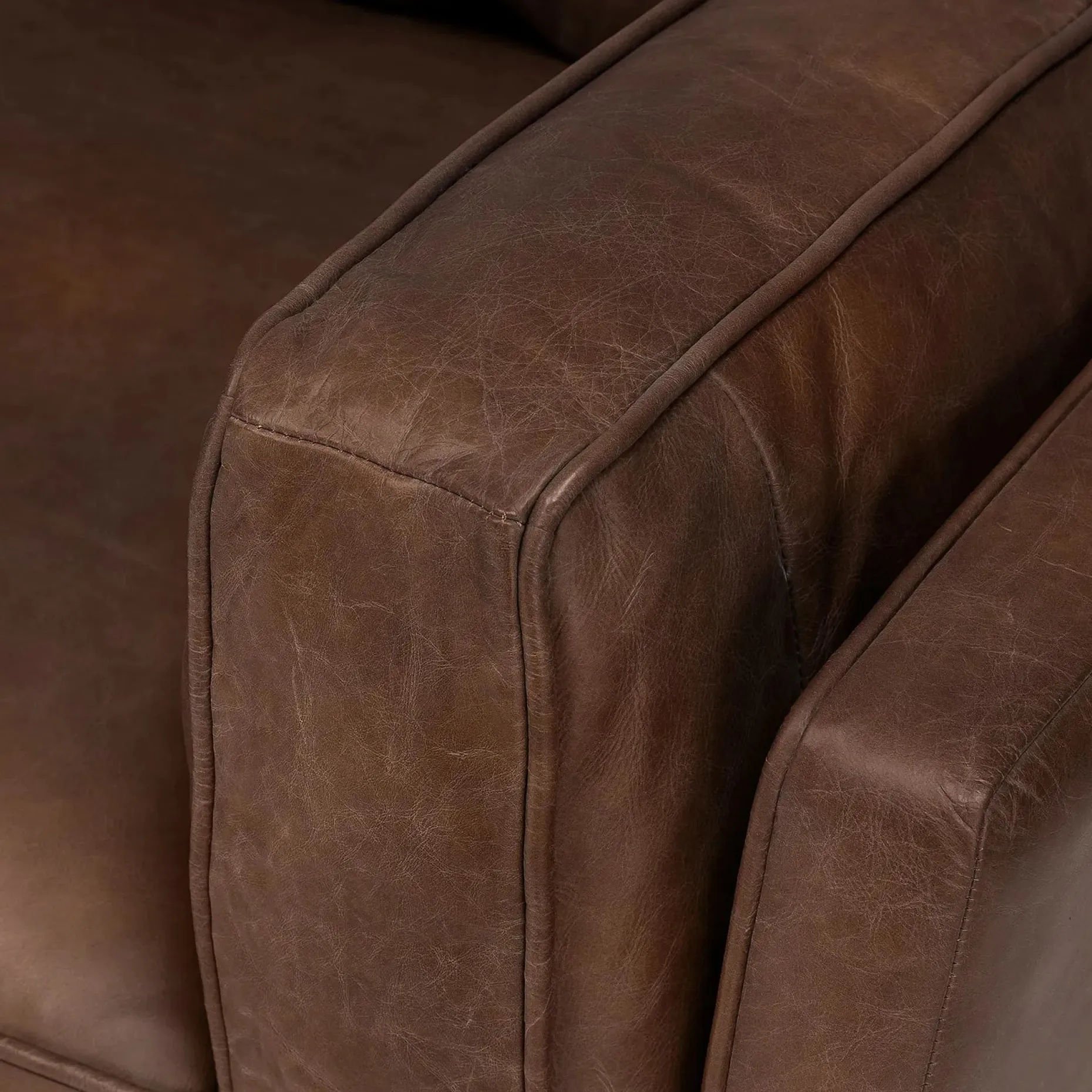 Timber 90" Leather Sofa - Charme Chocolat