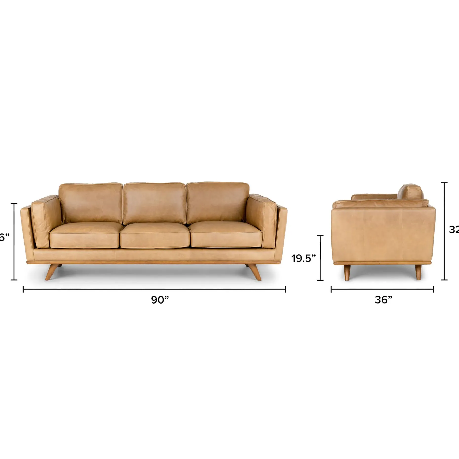 Timber 90" Leather Sofa - Charme Tan