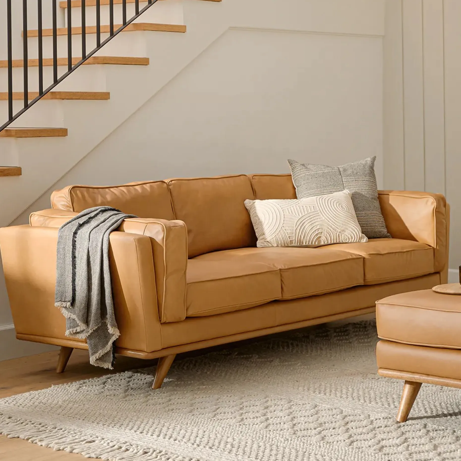 Timber 90" Leather Sofa - Charme Tan