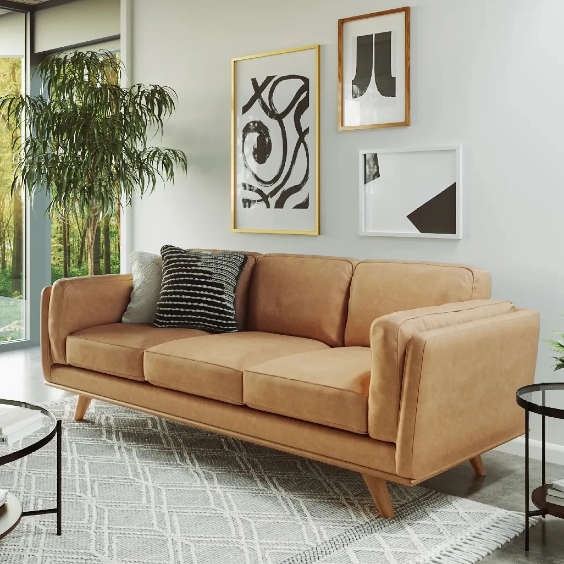 Timber 90" Leather Sofa - Charme Tan