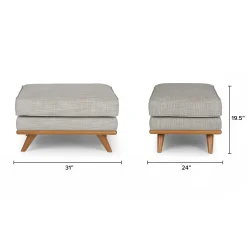 Timber 31" Ottoman - Rain Cloud Gray