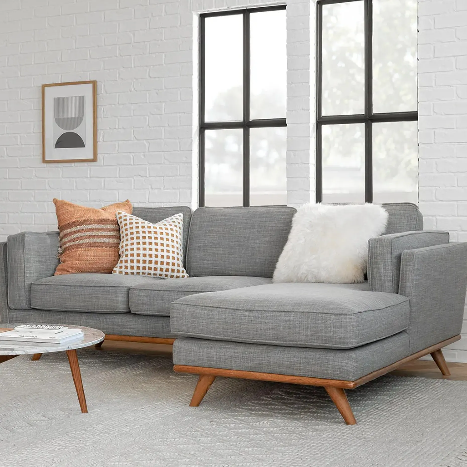 Timber 93" Right Sectional - Pebble Gray