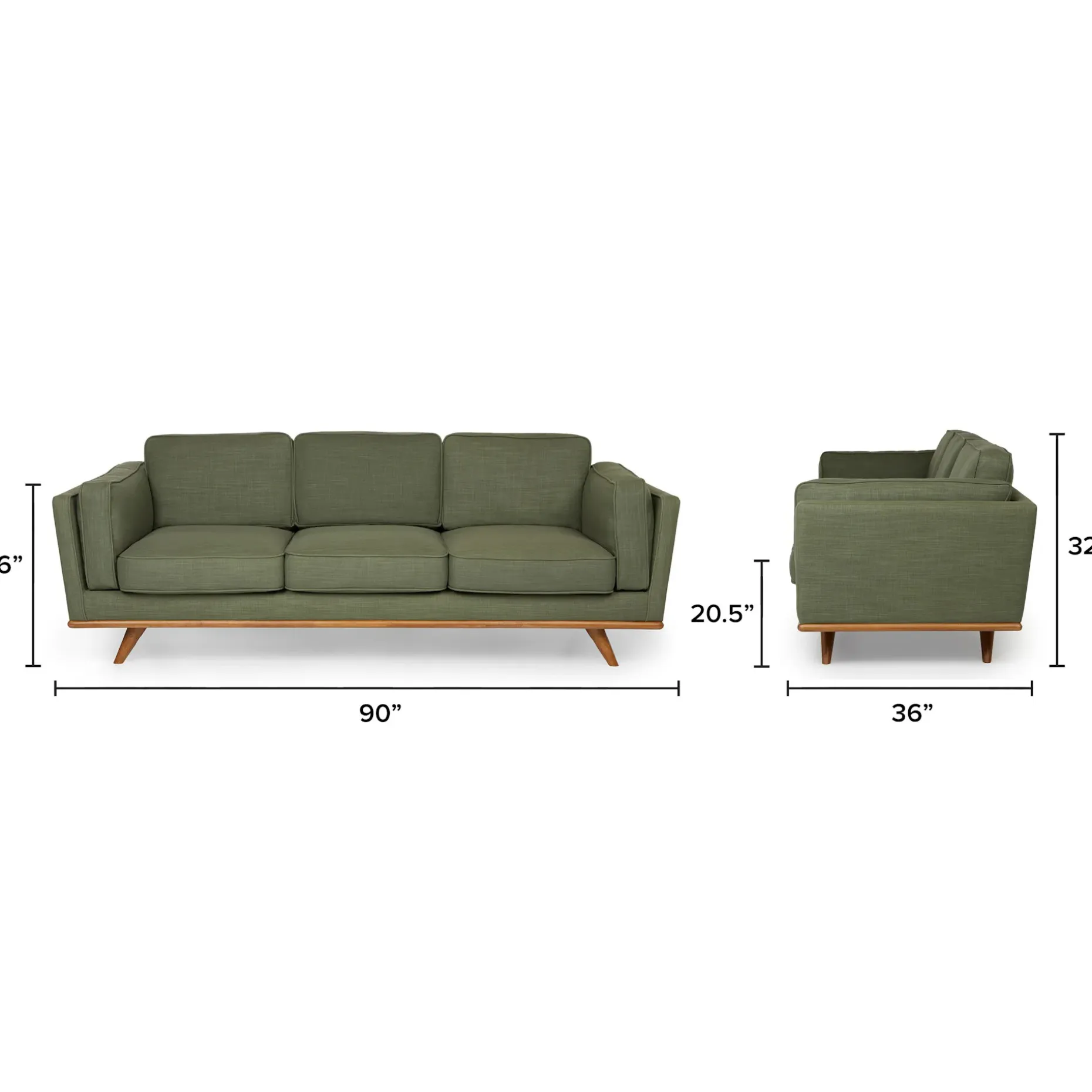 Timber 90" Sofa - Olio Green
