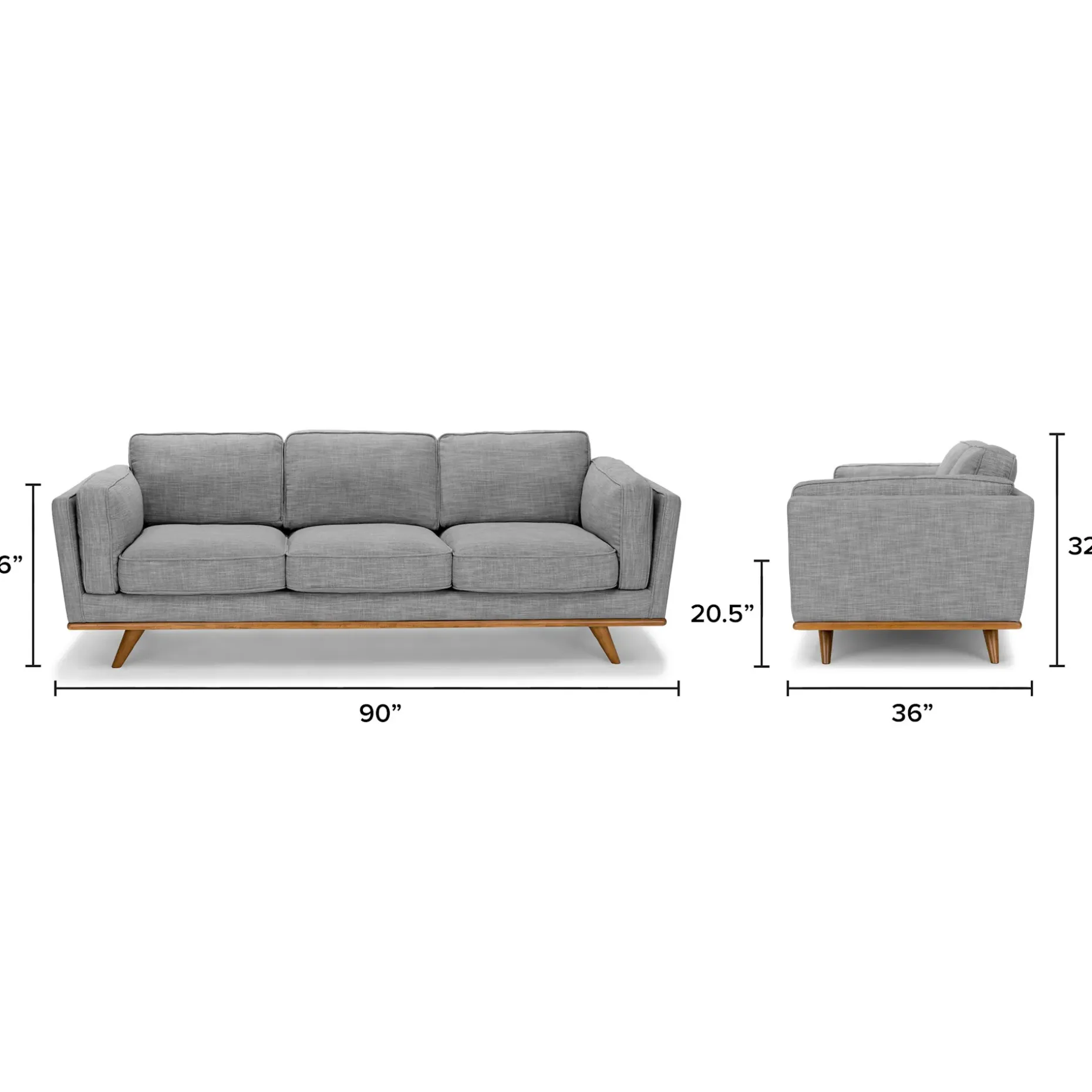 Timber 90" Sofa - Pebble Gray