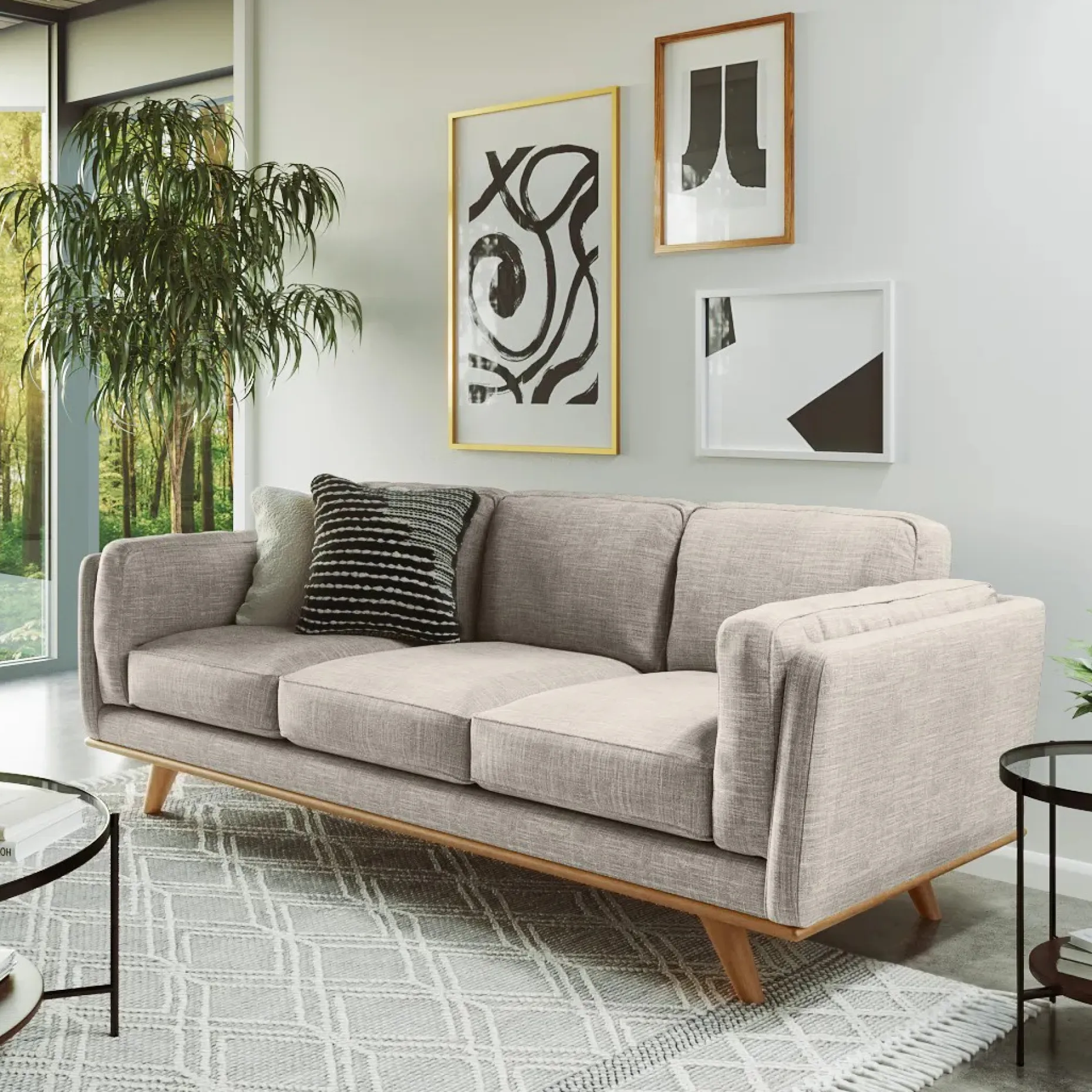 Timber 90" Sofa - Rain Cloud Gray